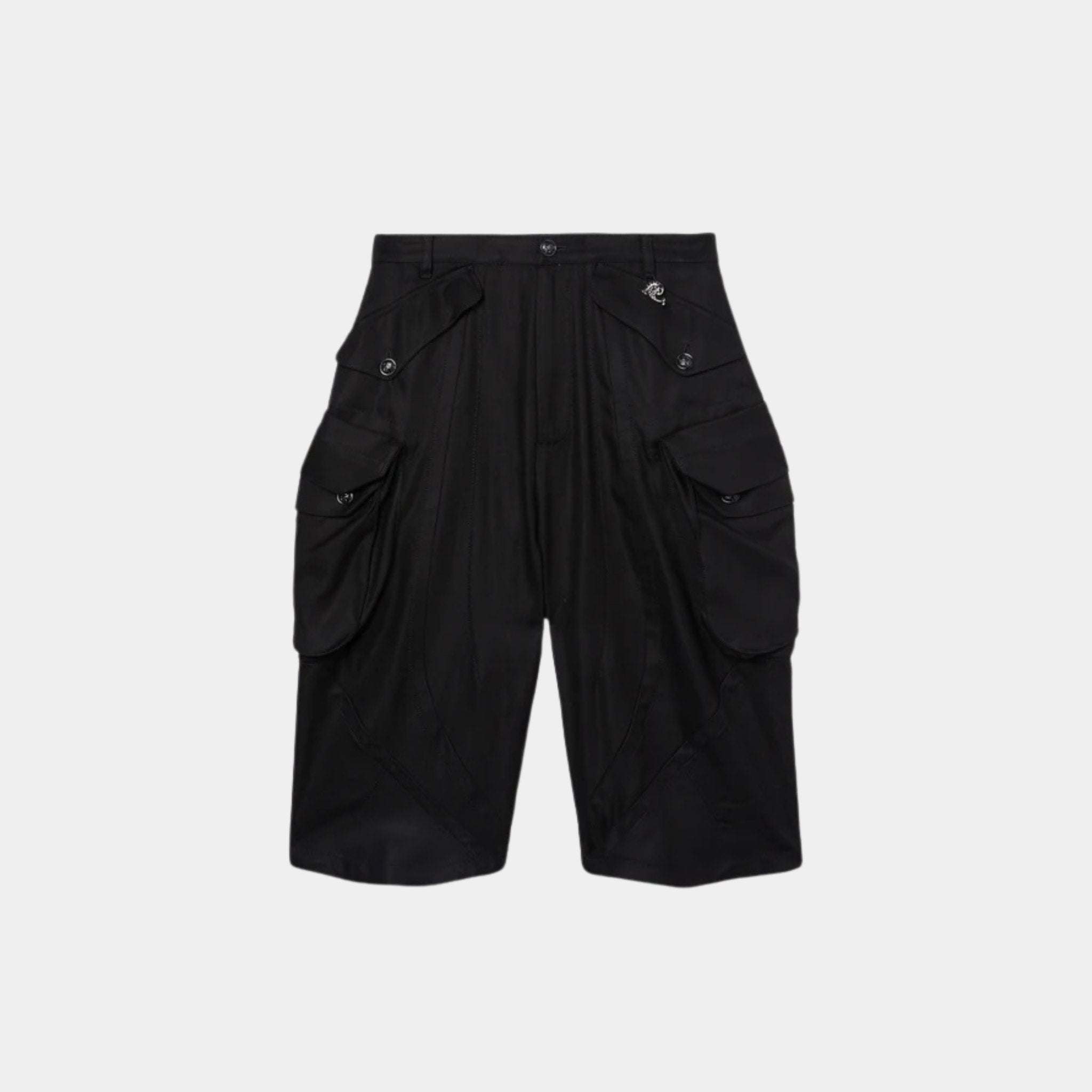 Pucci Cargo Knee-Length Viscose Pants, Black, Front