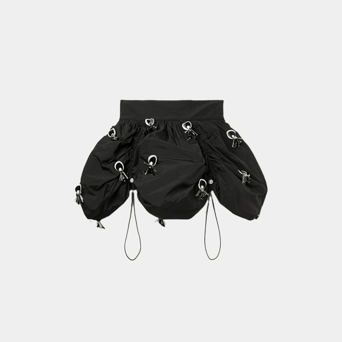 Pucci Flouncy Embroidered Mini Skirt With Elastic Waist, Black, Front