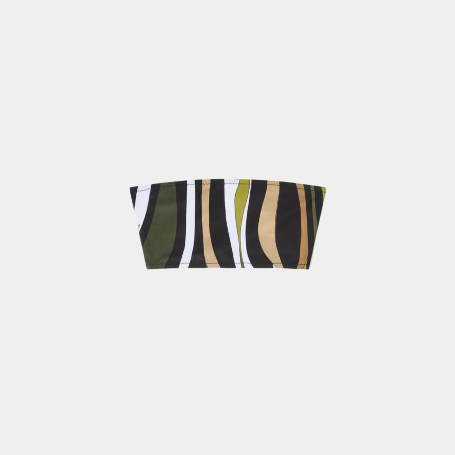 Pucci Marmo Print Bandeau Bikini Top, Khaki, Front