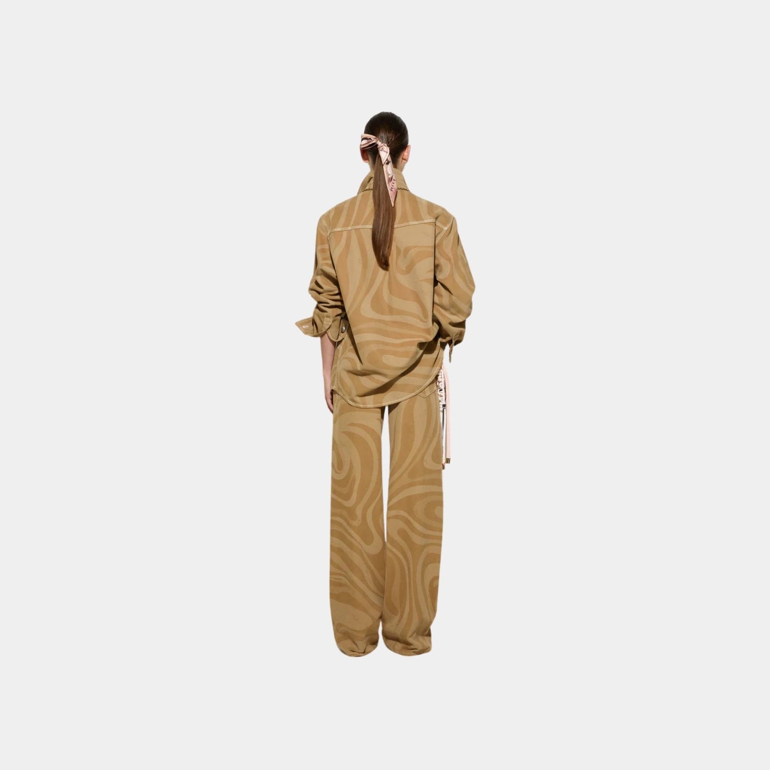 Pucci Marmo Print Canvas Jacket, Taupe, Back