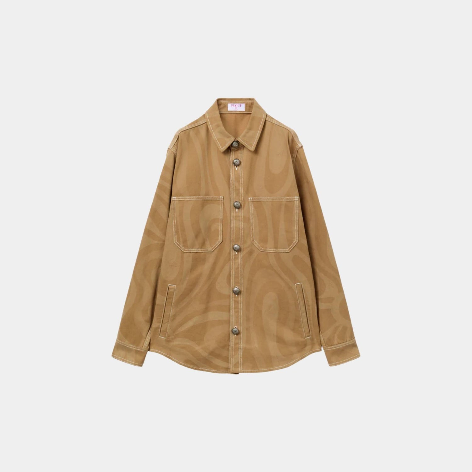 Pucci Marmo Print Canvas Jacket, Taupe, Front