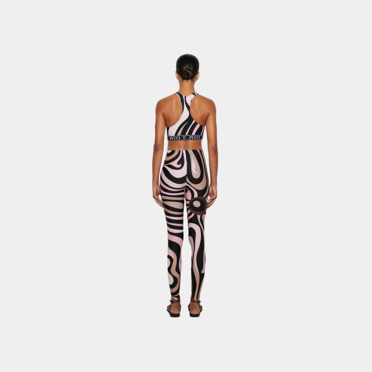 Pucci Marmo Print Sports Top Stretchy Lycra, Black, Nude, Back