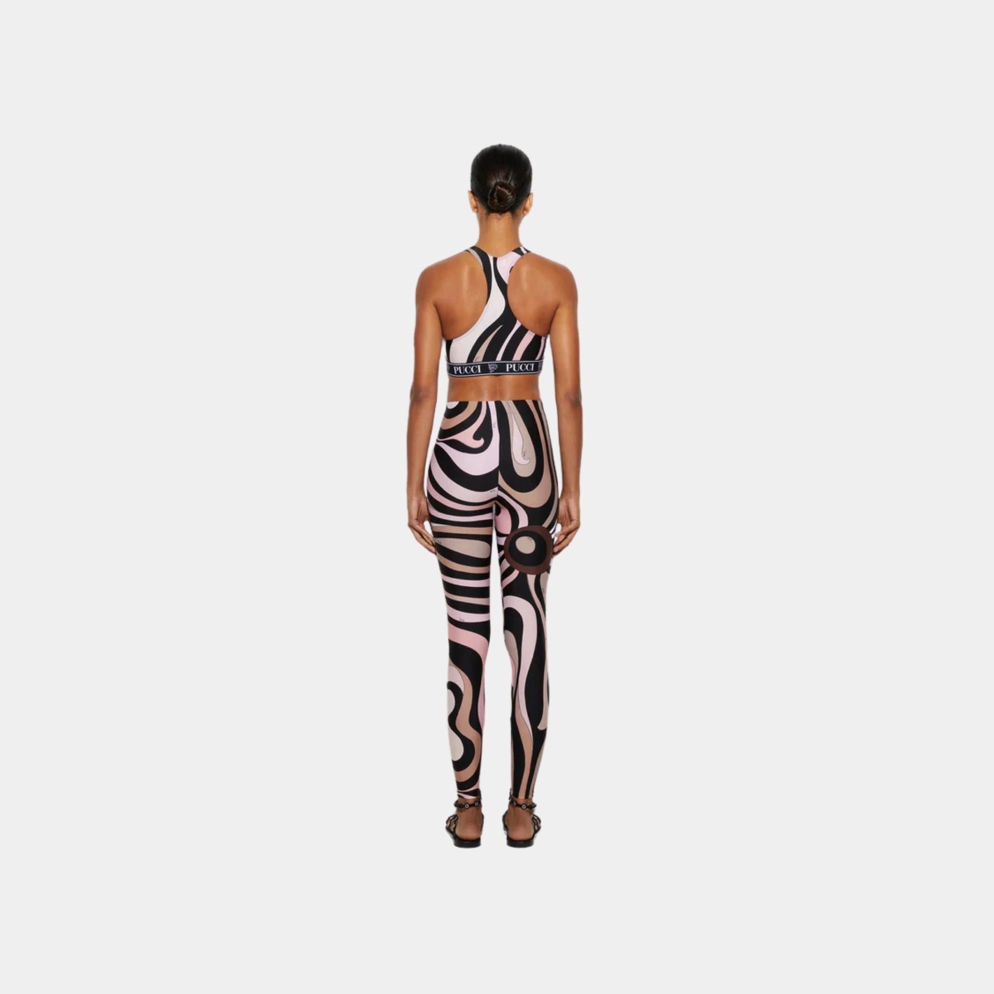 Pucci Marmo Print Sports Top Stretchy Lycra, Black, Nude, Back