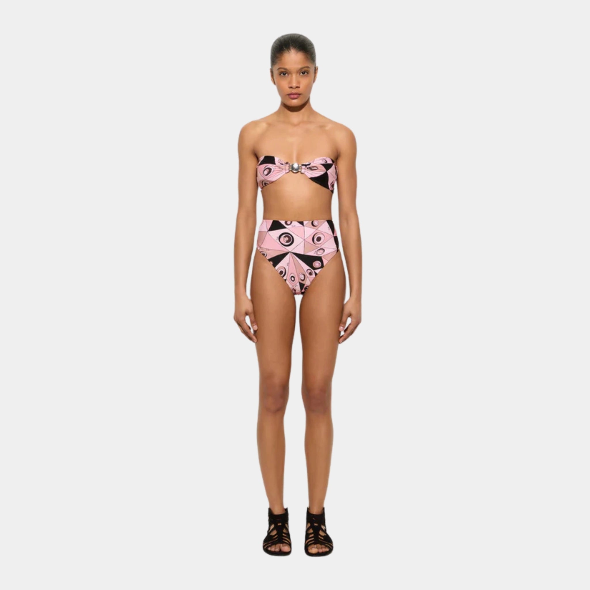 Pucci Occhi Print Bikini Top, Nude, Model, Front