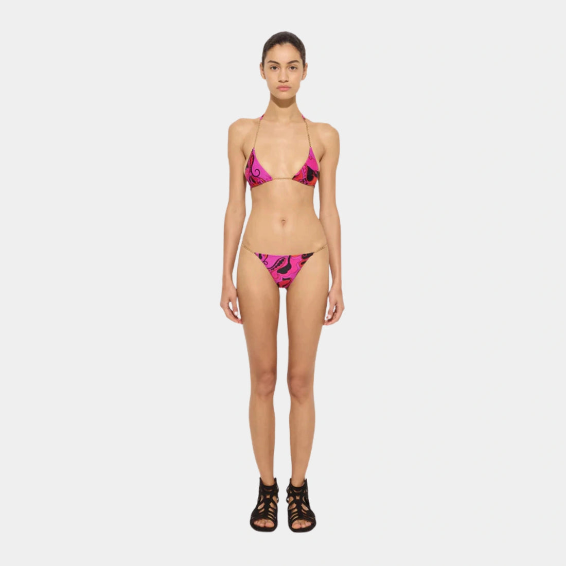 Pucci Orchidee Print Bikini Bottom, Fuchsia, Model, Front