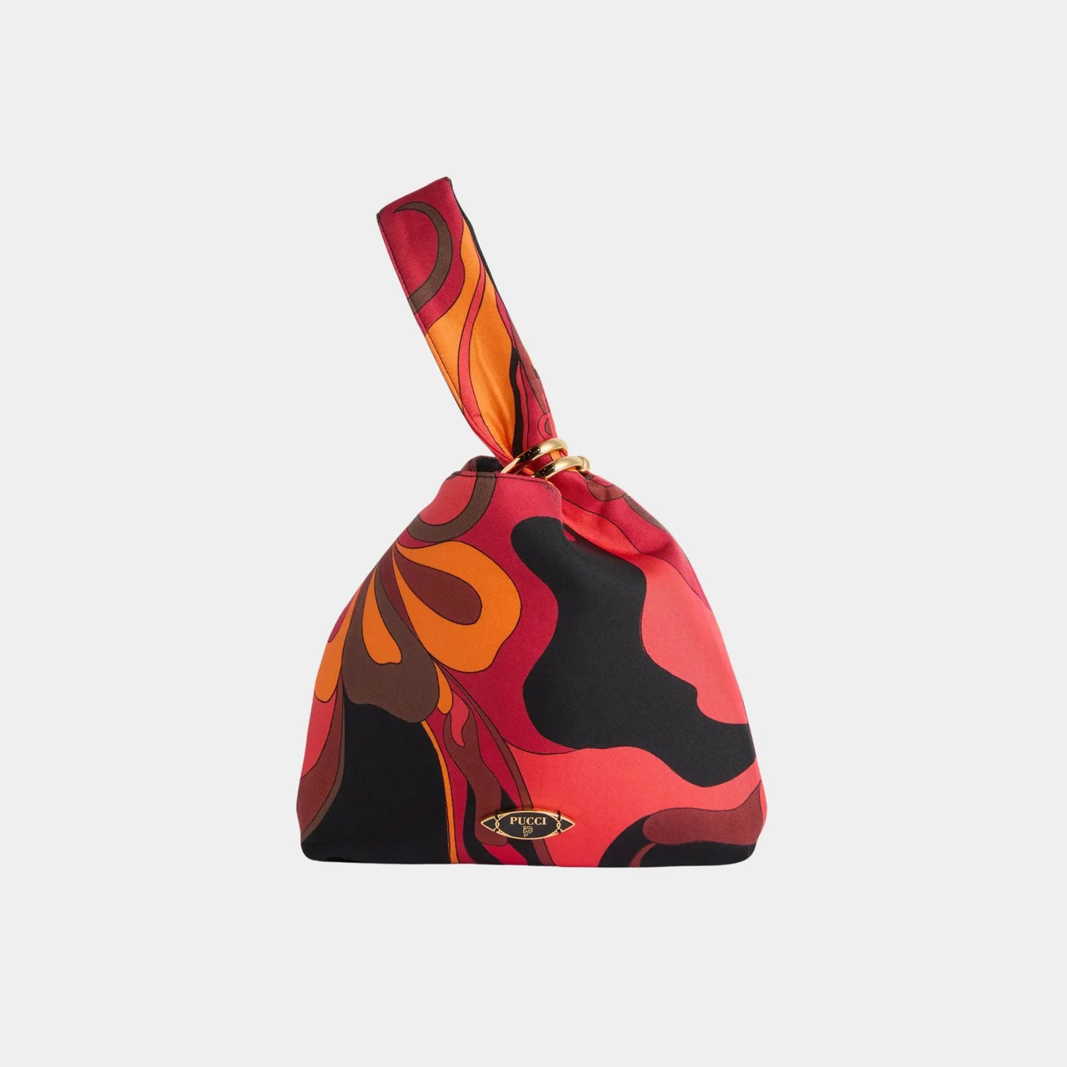 Pucci Orchidee Print Emilio Silk Bag, Orange, Front