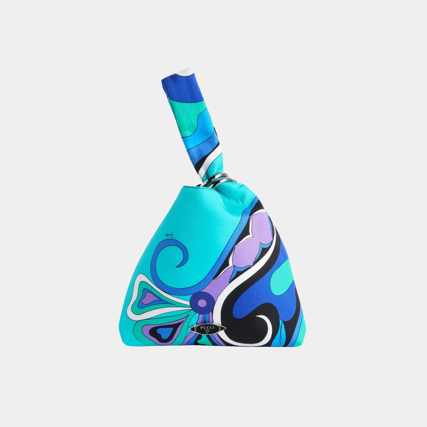 Pucci Orchidee Print Emilio Silk Bag, Turquoise, Front