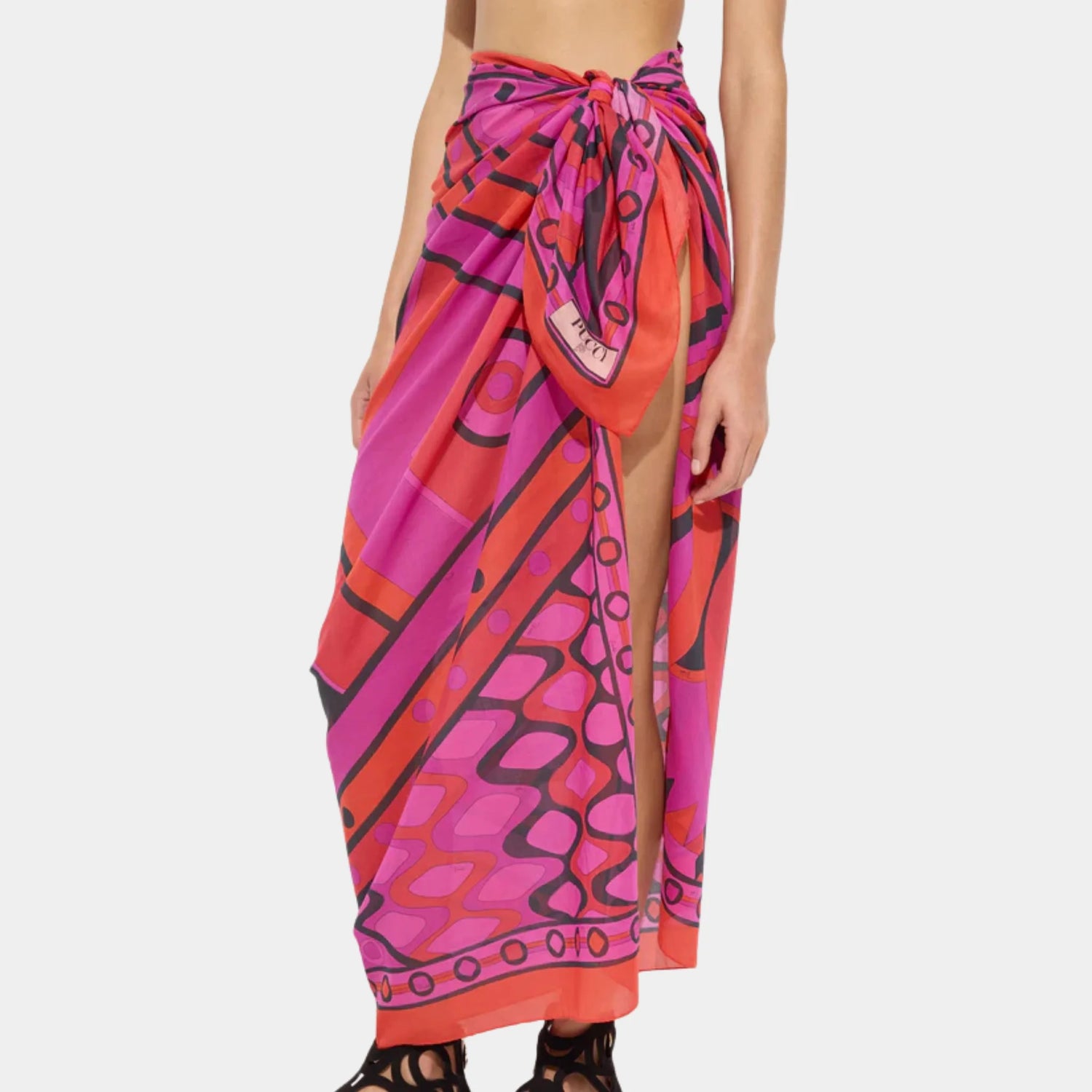 Pucci Vivara Print Cotton Sarong, Fuchsia, Model