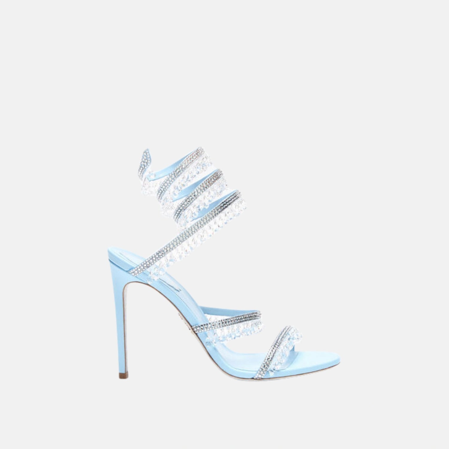 Rene Caovilla Chandelier Sandal Satin 105, SkyBlue, Side