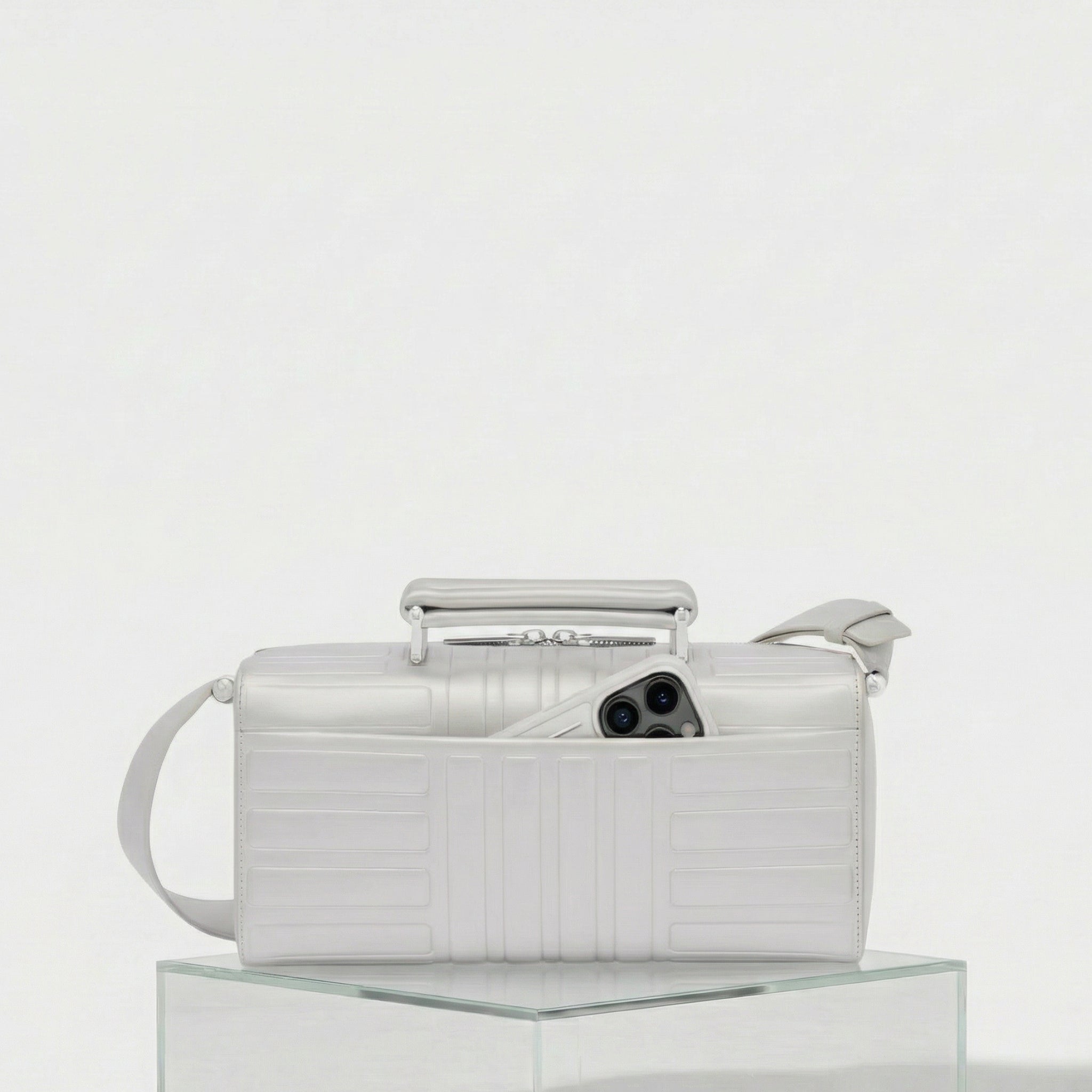 Rimowa Groove Leather Cross Body Bag Large, Silver, Back
