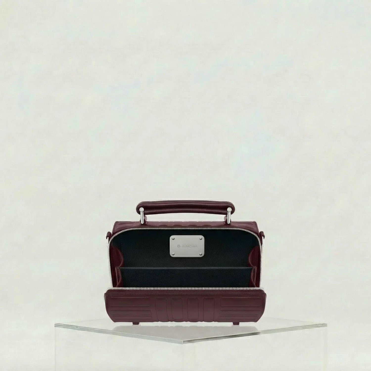 Rimowa Groove Leather Cross Body Bag Small, Burgundy, Inside, Studio