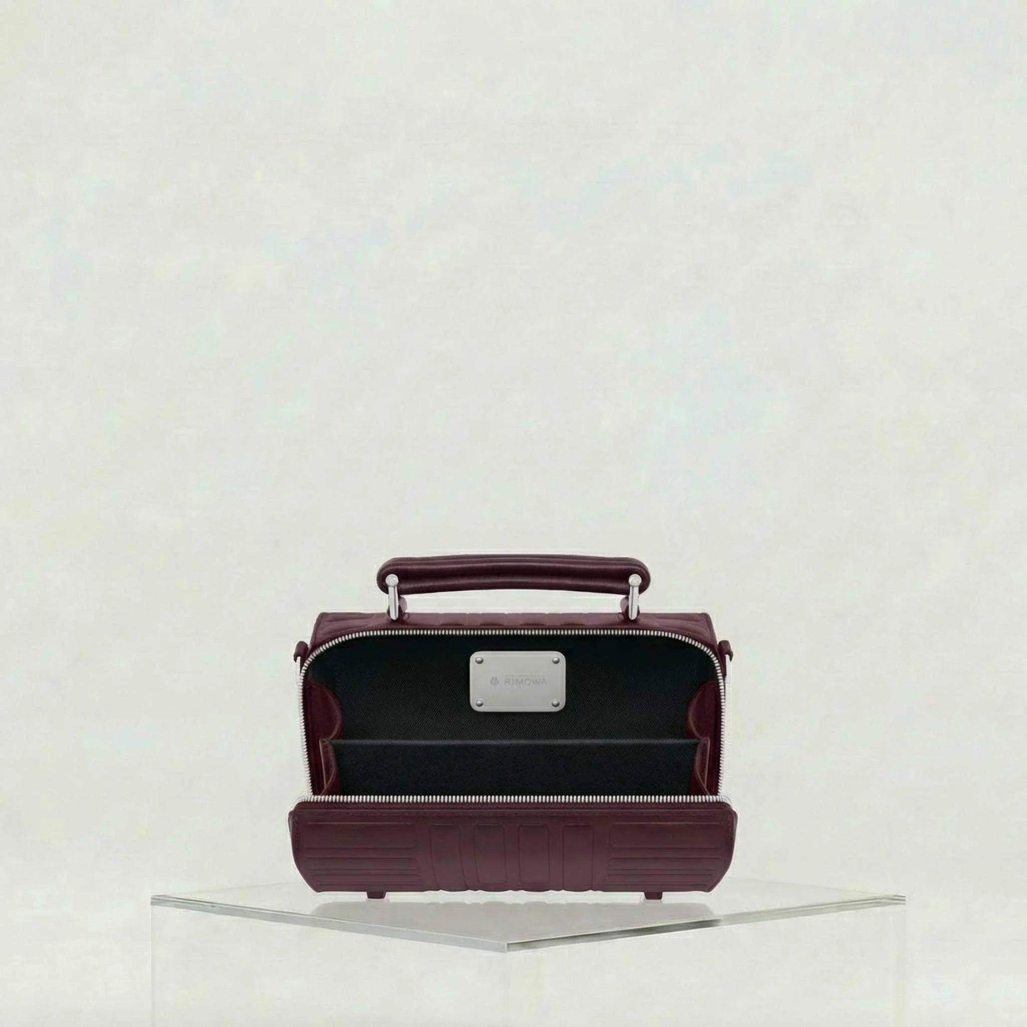 Rimowa Groove Leather Cross Body Bag Small, Burgundy, Inside, Studio