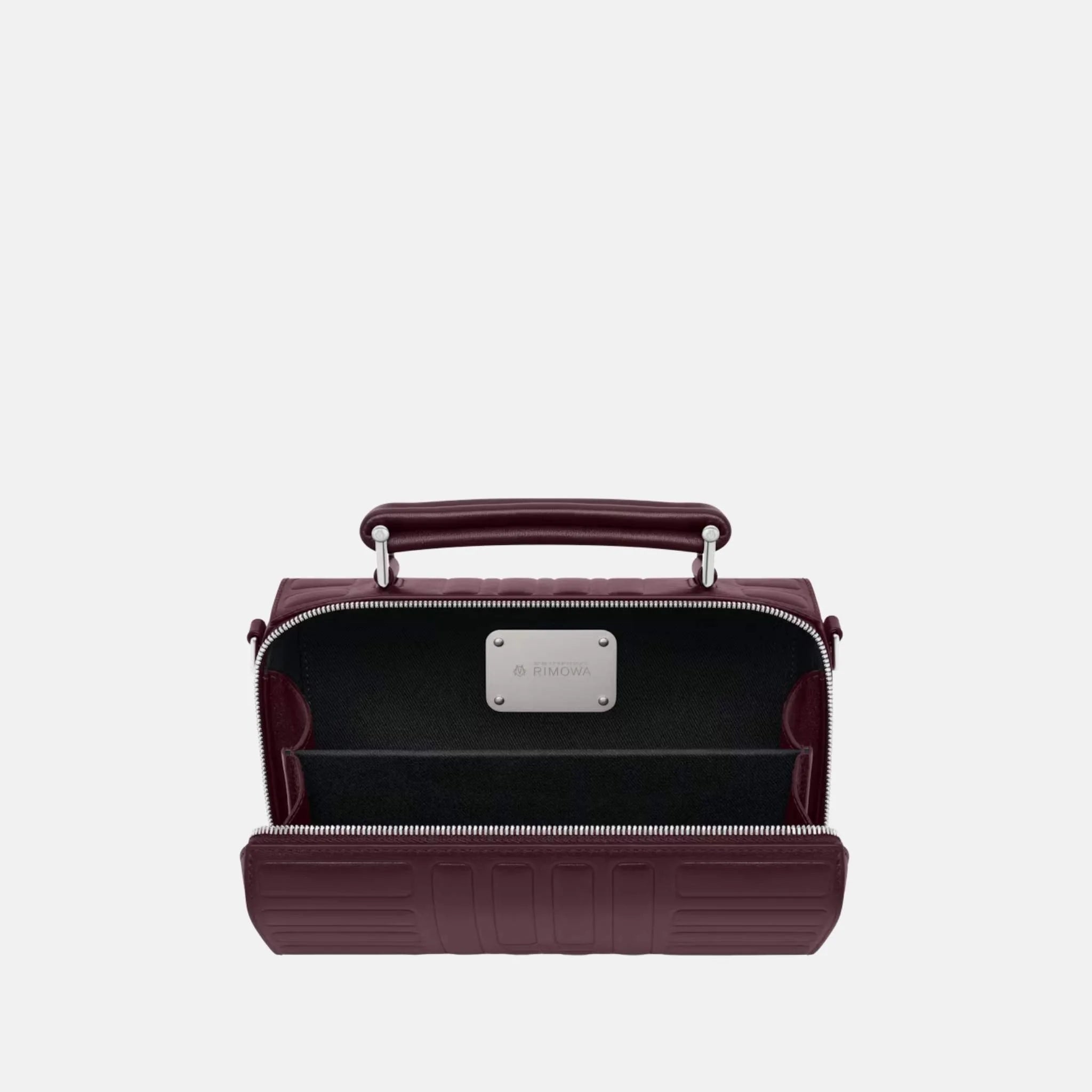 Rimowa Groove Leather Cross Body Bag Small, Burgundy, Inside