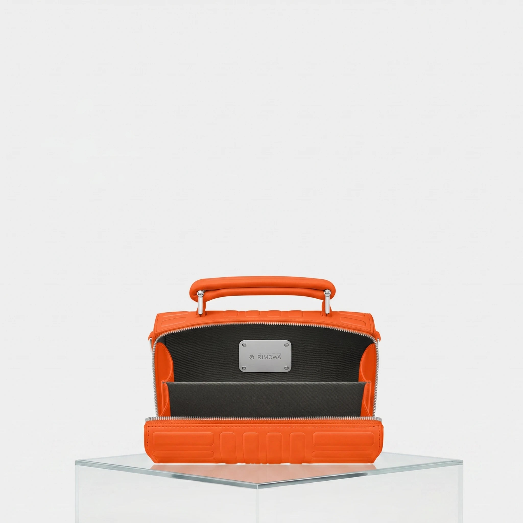 Rimowa Groove Leather Cross Body Bag Small, Orange, Inside