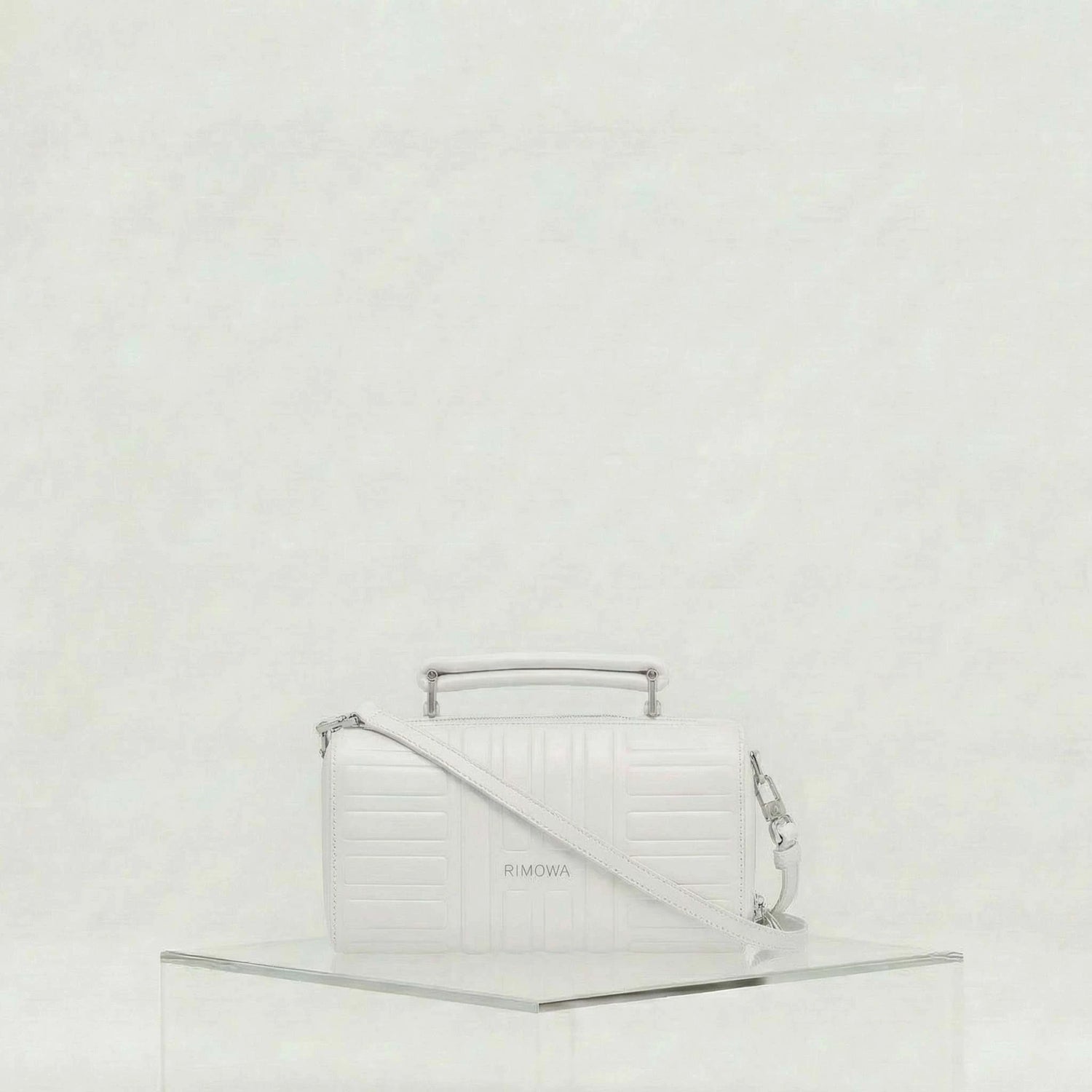 Rimowa Groove Leather Cross Body Bag Small, Silver, Front, Studio