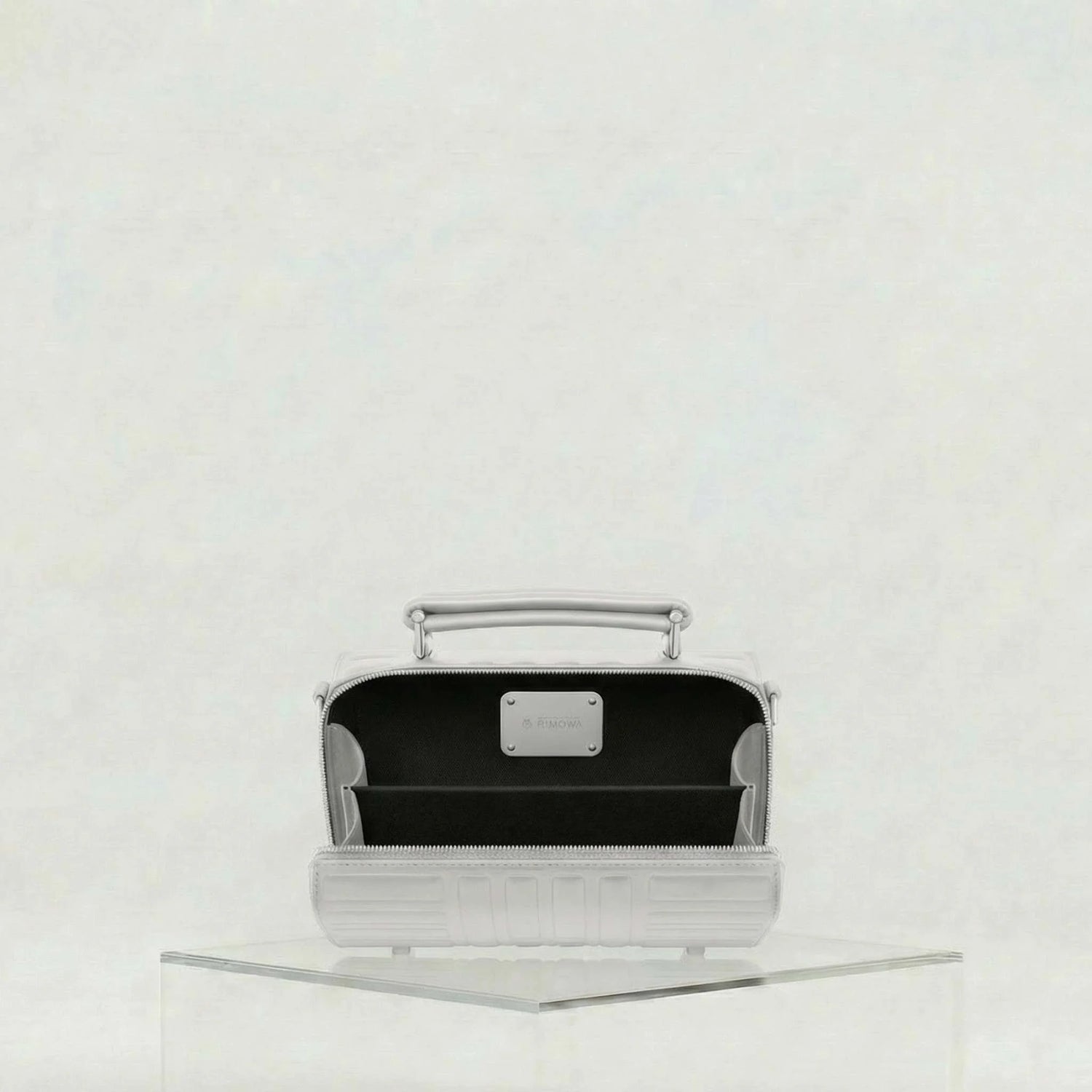 Rimowa Groove Leather Cross Body Bag Small, Silver, Inside, Studio