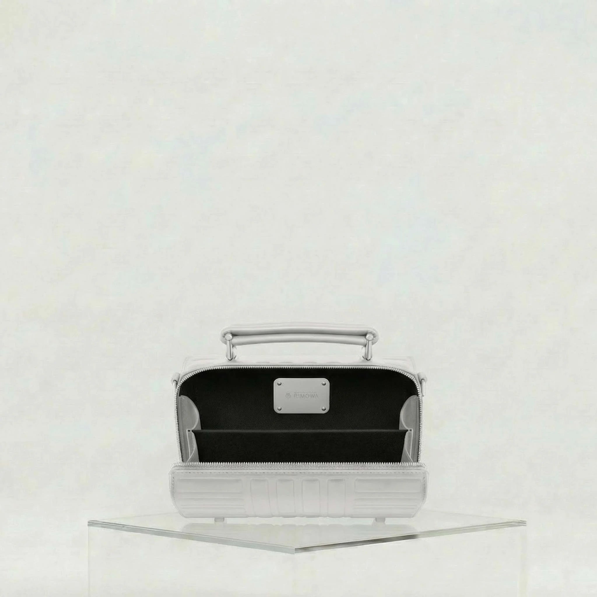 Rimowa Groove Leather Cross Body Bag Small, Silver, Inside, Studio