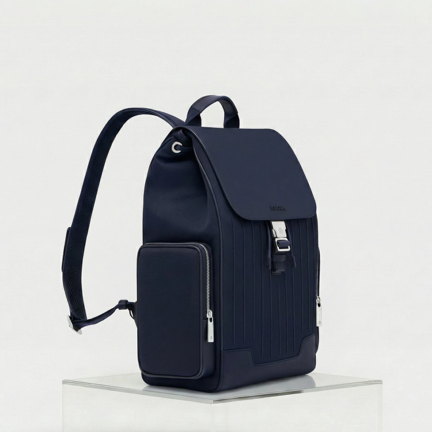 Rimowa Never Still Canvas Flap Backpack Large, Navy Blue, Side