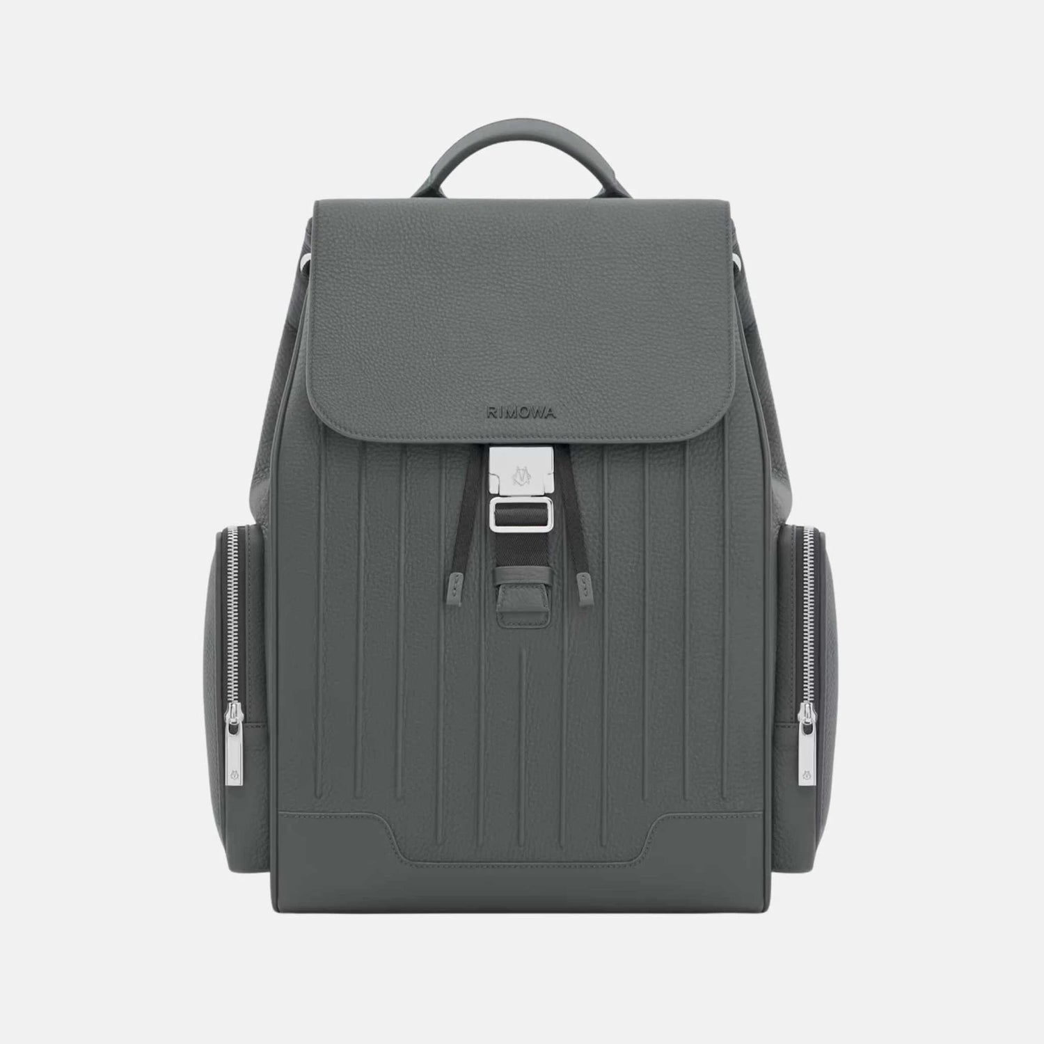 Rimowa Never Still Leather Flap Backpack Large, Grey, Front