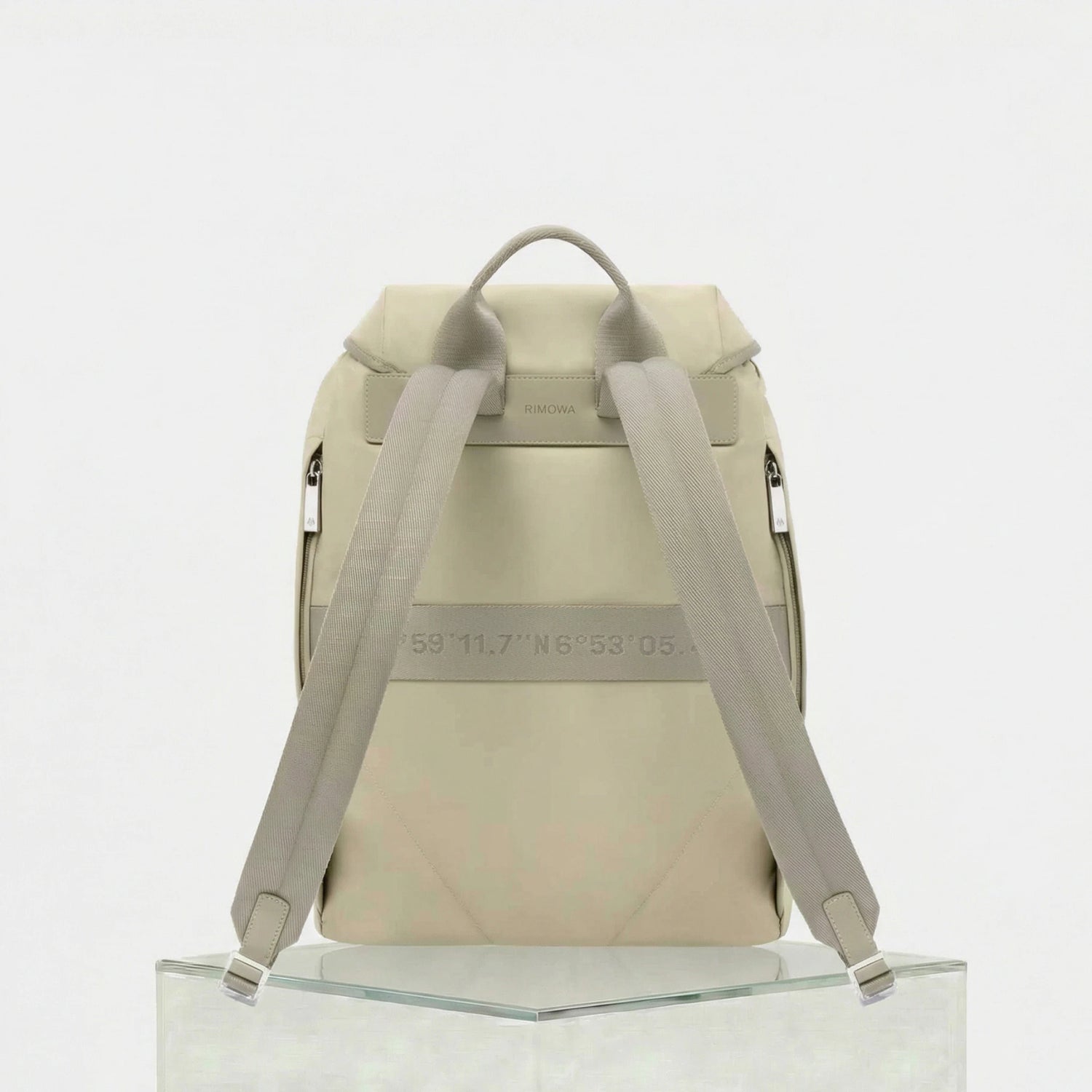 Rimowa Signature Nylon Flap Backpack Large, Sand Beige, Back