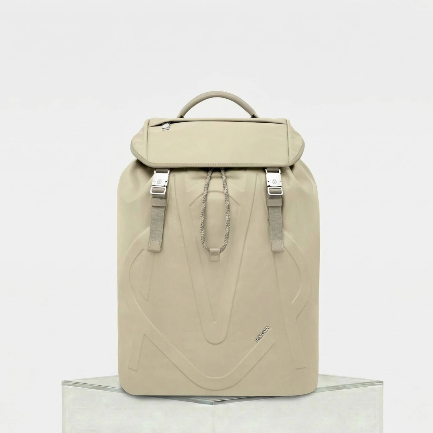 Rimowa Signature Nylon Flap Backpack Large, Sand Beige, Front
