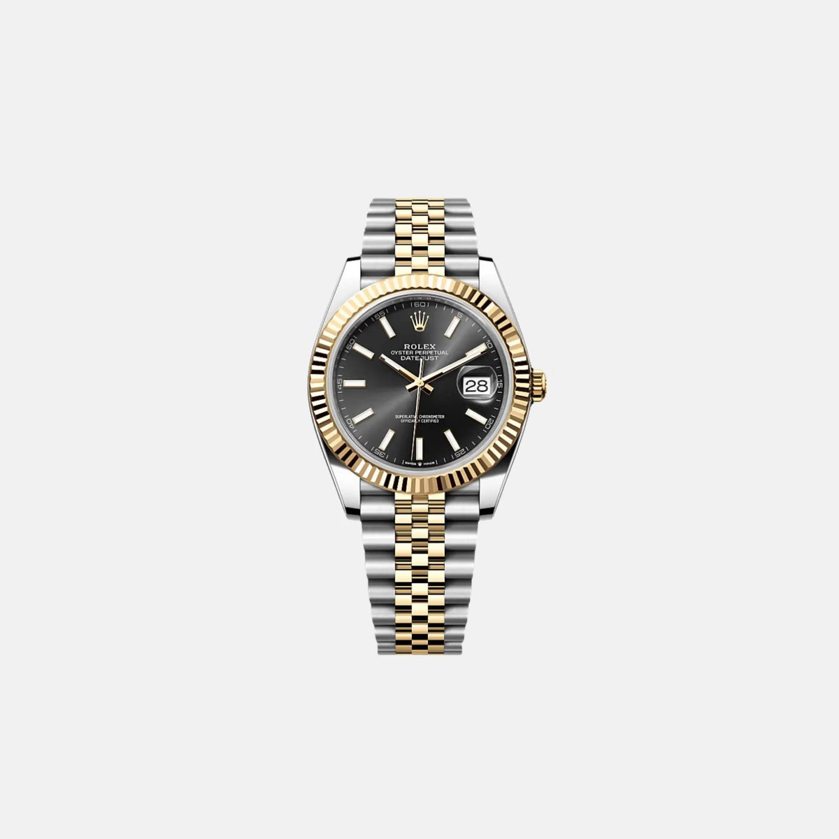ساعة Rolex Datejust 41 للرجال بمينا سوداء من الذهب والفولاذ 126333-0014
