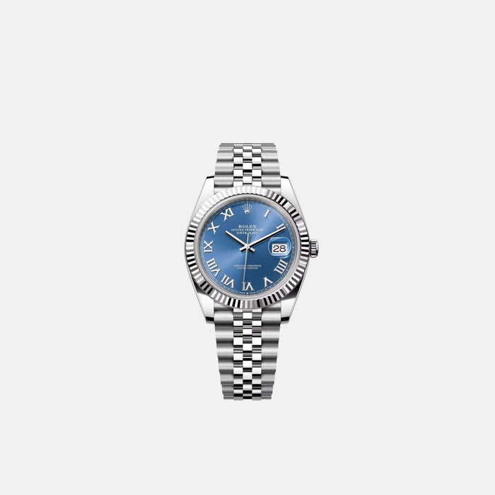 Rolex Datejust 41, blue Roman dial, steel and white gold