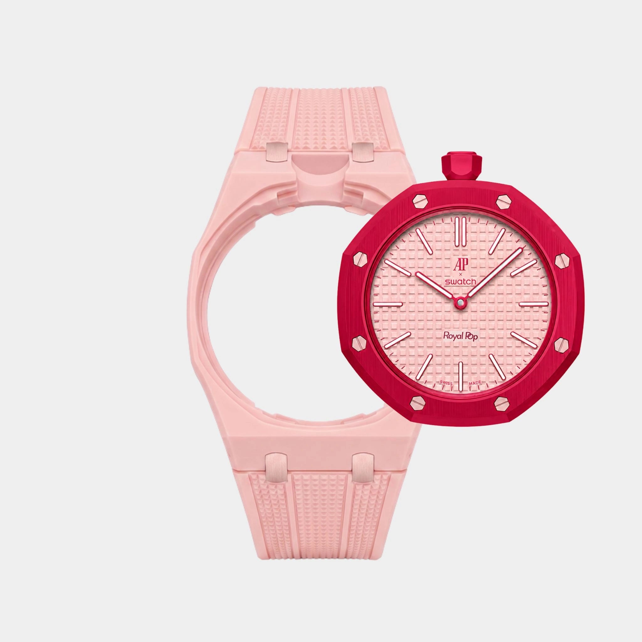 Royal Pop Bracelet, Pink, Rubber, Dial