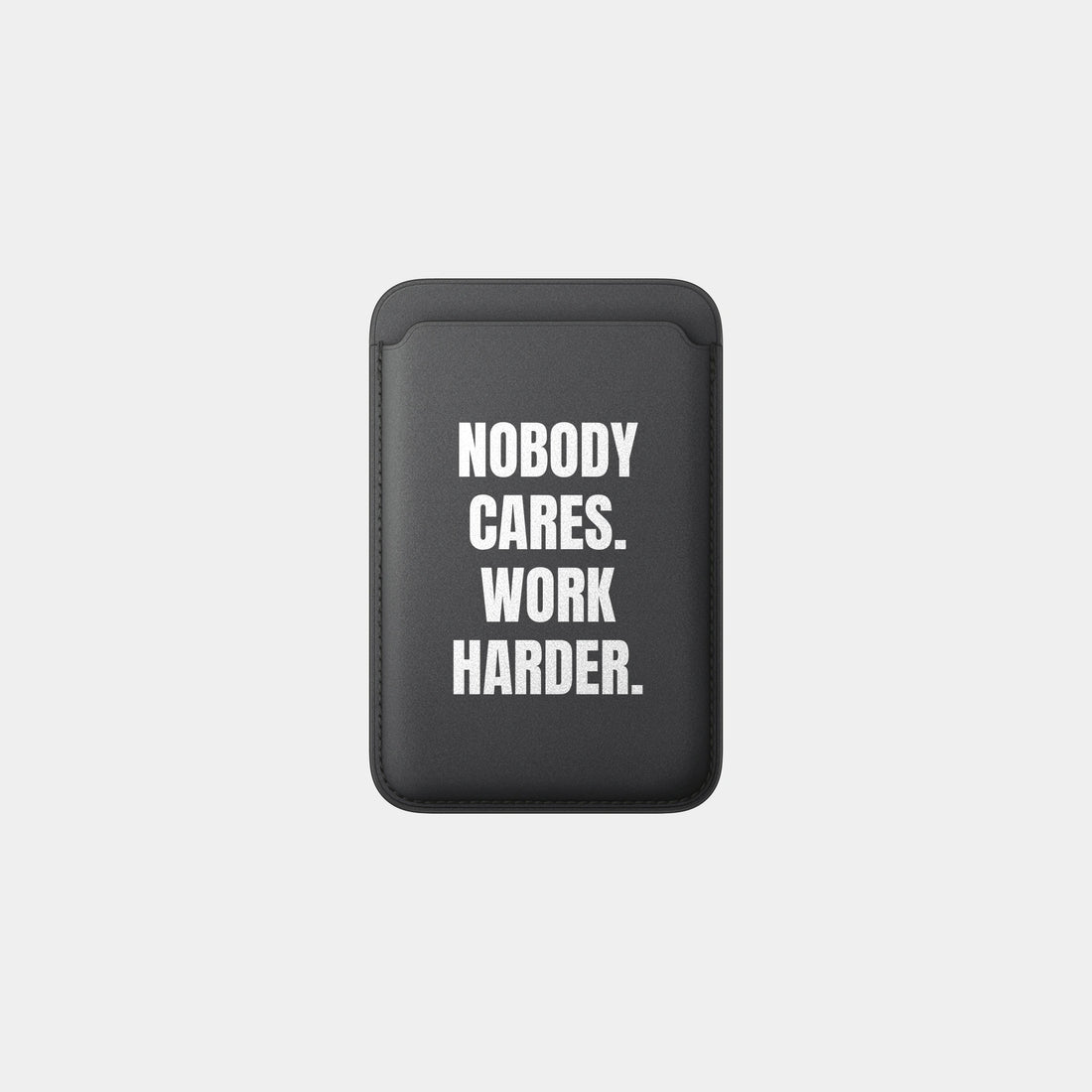 SANDS MagSafe Wallet in Black, Nobody Cares design