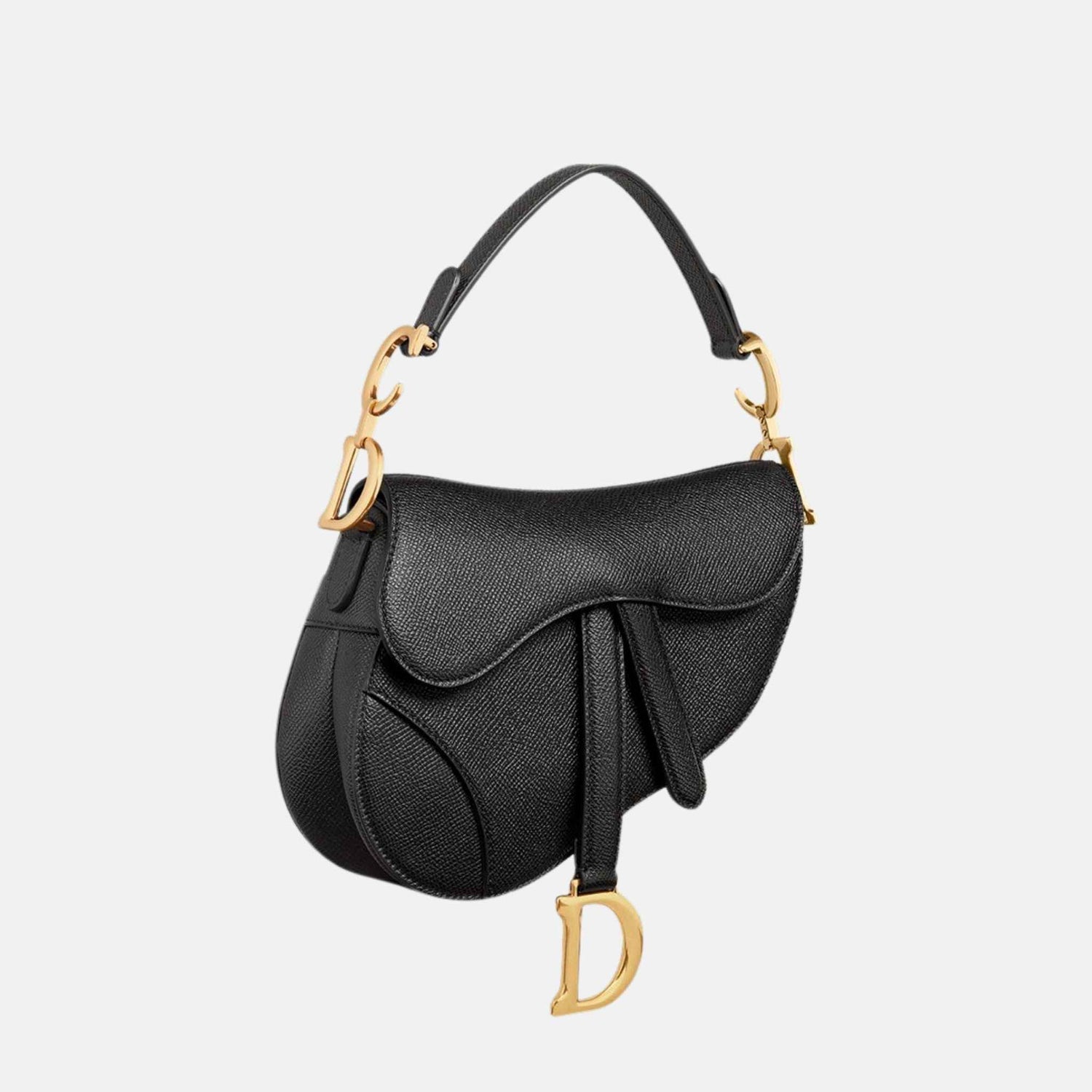 Dior Mini Saddle Bag With Strap In Grained Calfskin, Side
