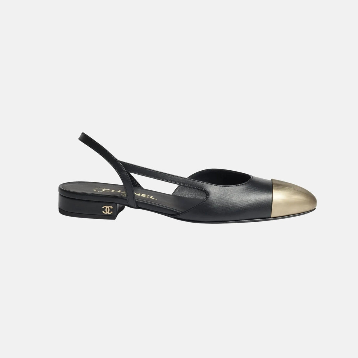 أحذية Slingback من جلد عجل ومعدن