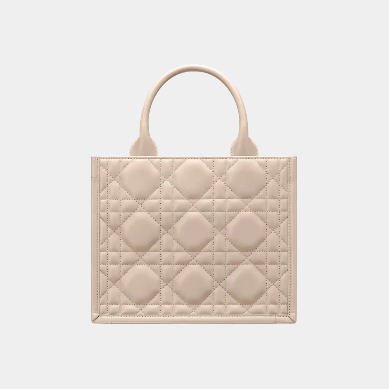 Small Dior Book Tote Macrocannage Calfskin, Powder Beige, Back