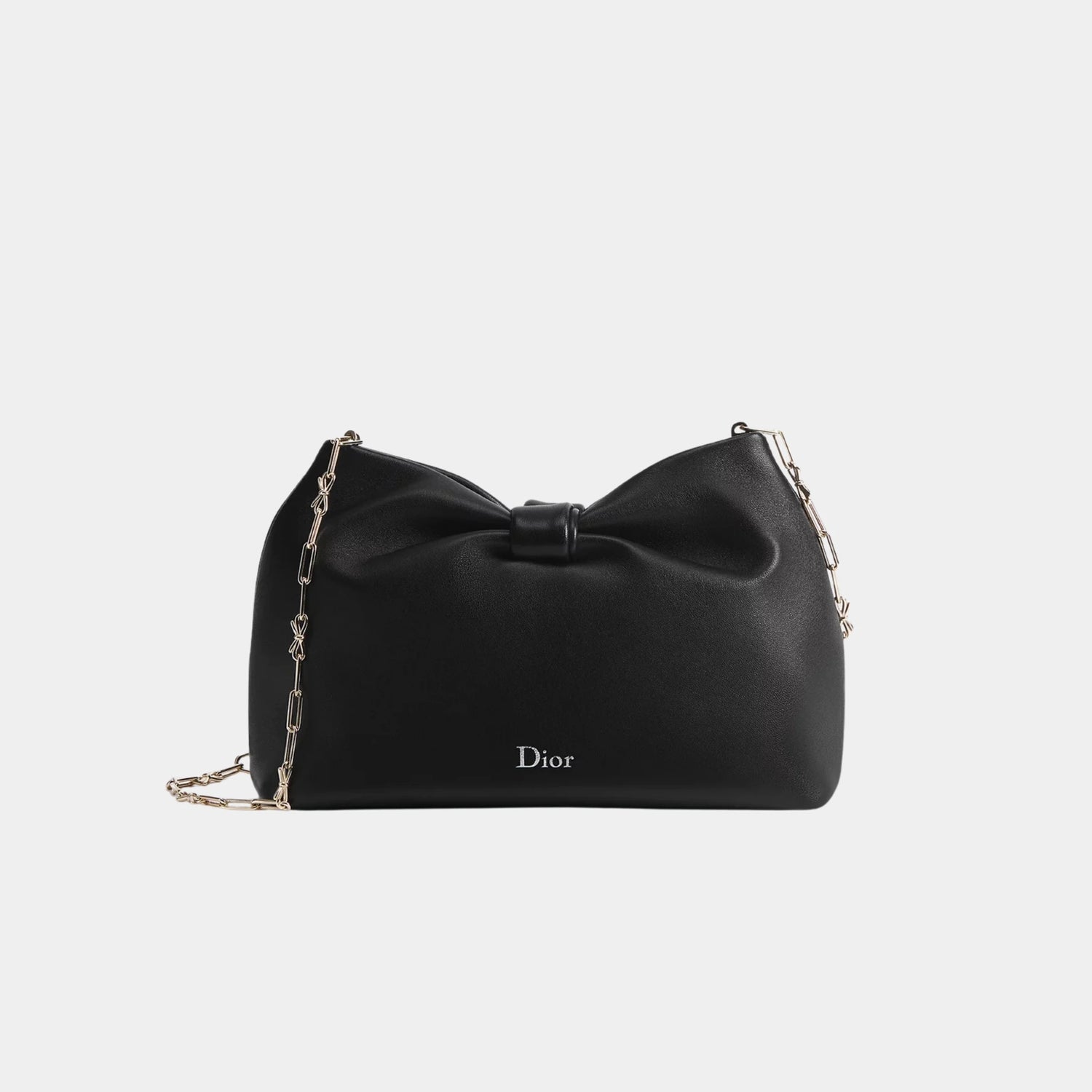 Small Dior Bow Bag in Lambskin, Black, Front
