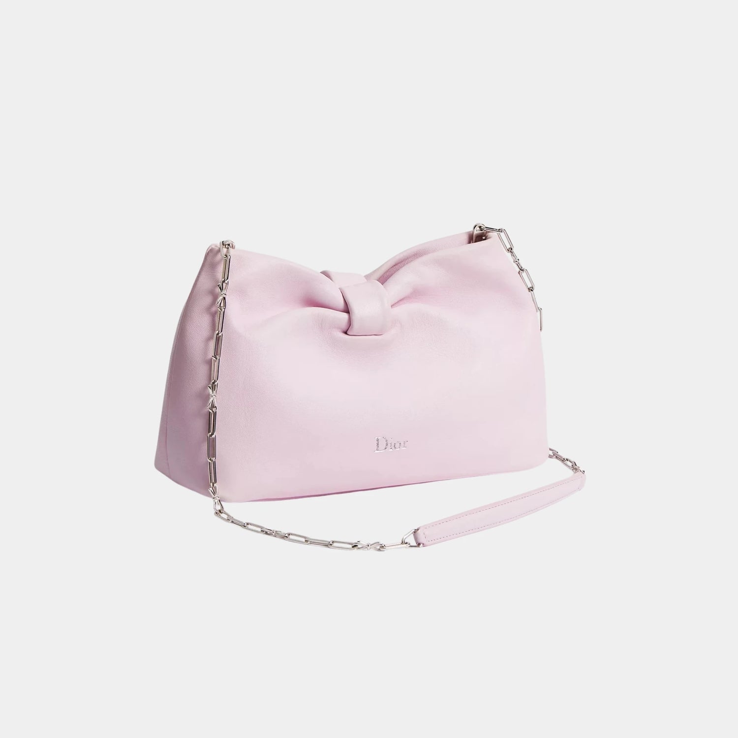 Small Dior Bow Bag in Lambskin, Rose Songe, Side