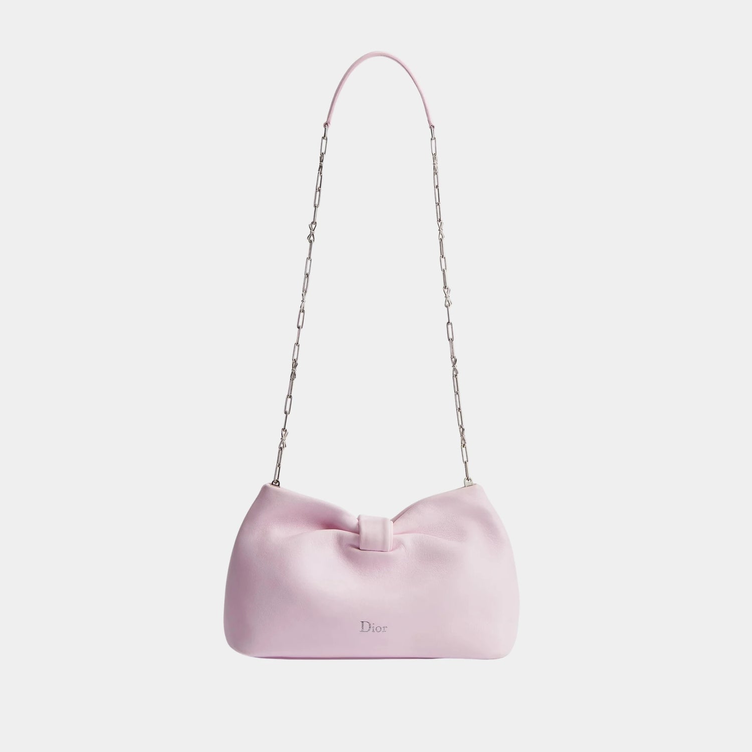 Small Dior Bow Bag in Lambskin, Rose Songe