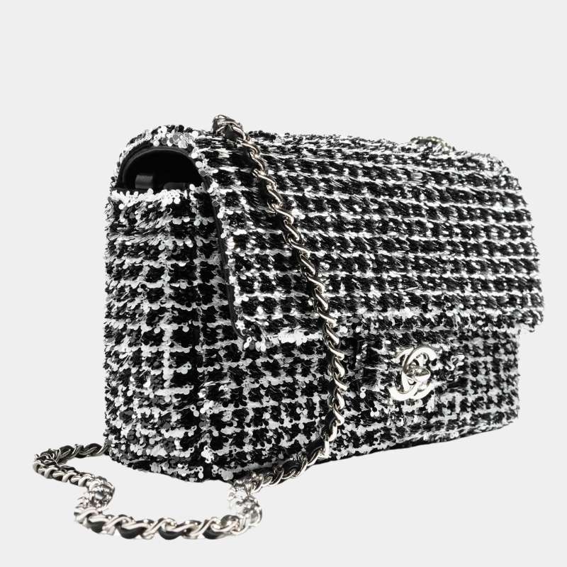 Small Flap Bag Cruise 2024/25, Black, White and Silver, Side View