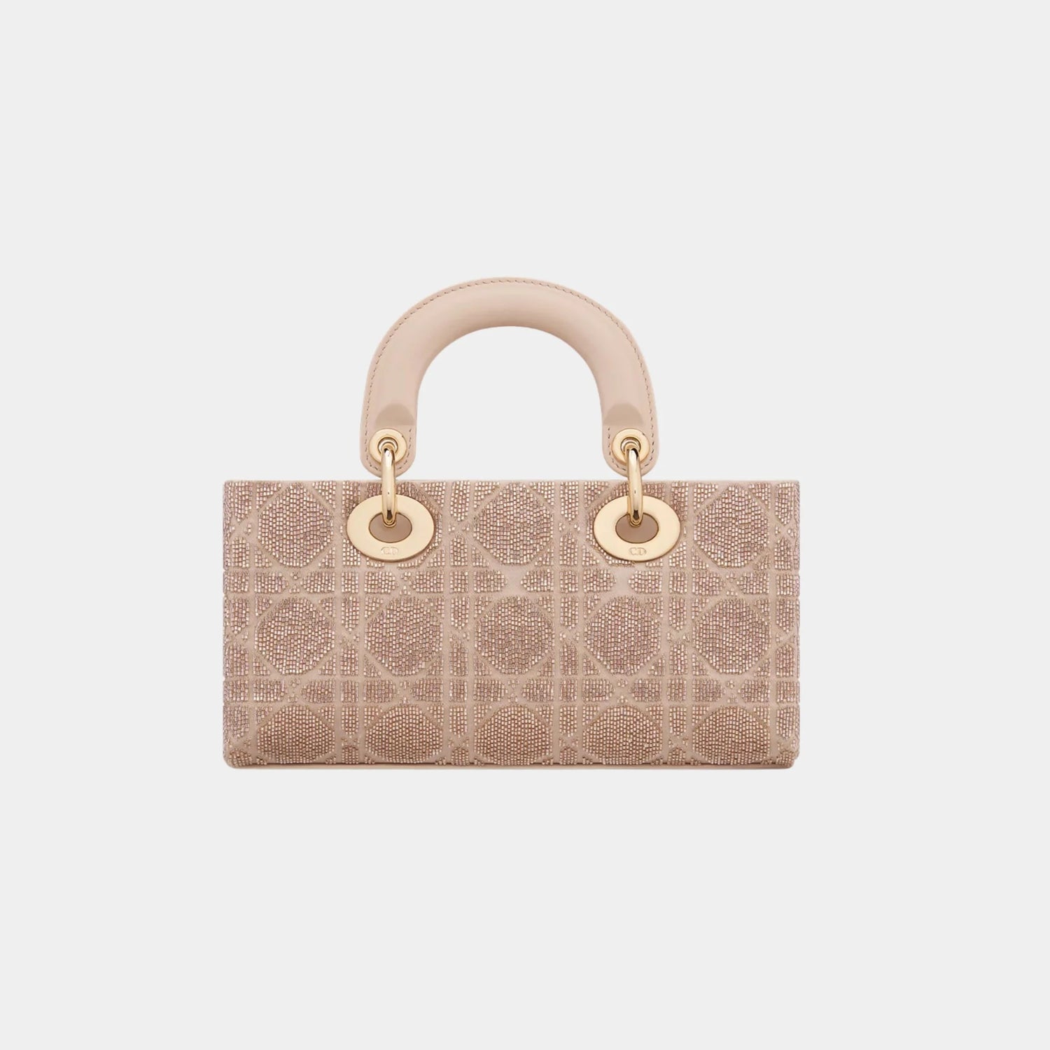 Dior Small Lady D-Joy Bag Microbead-Embroidered Cotton, Caramel Beige, Back