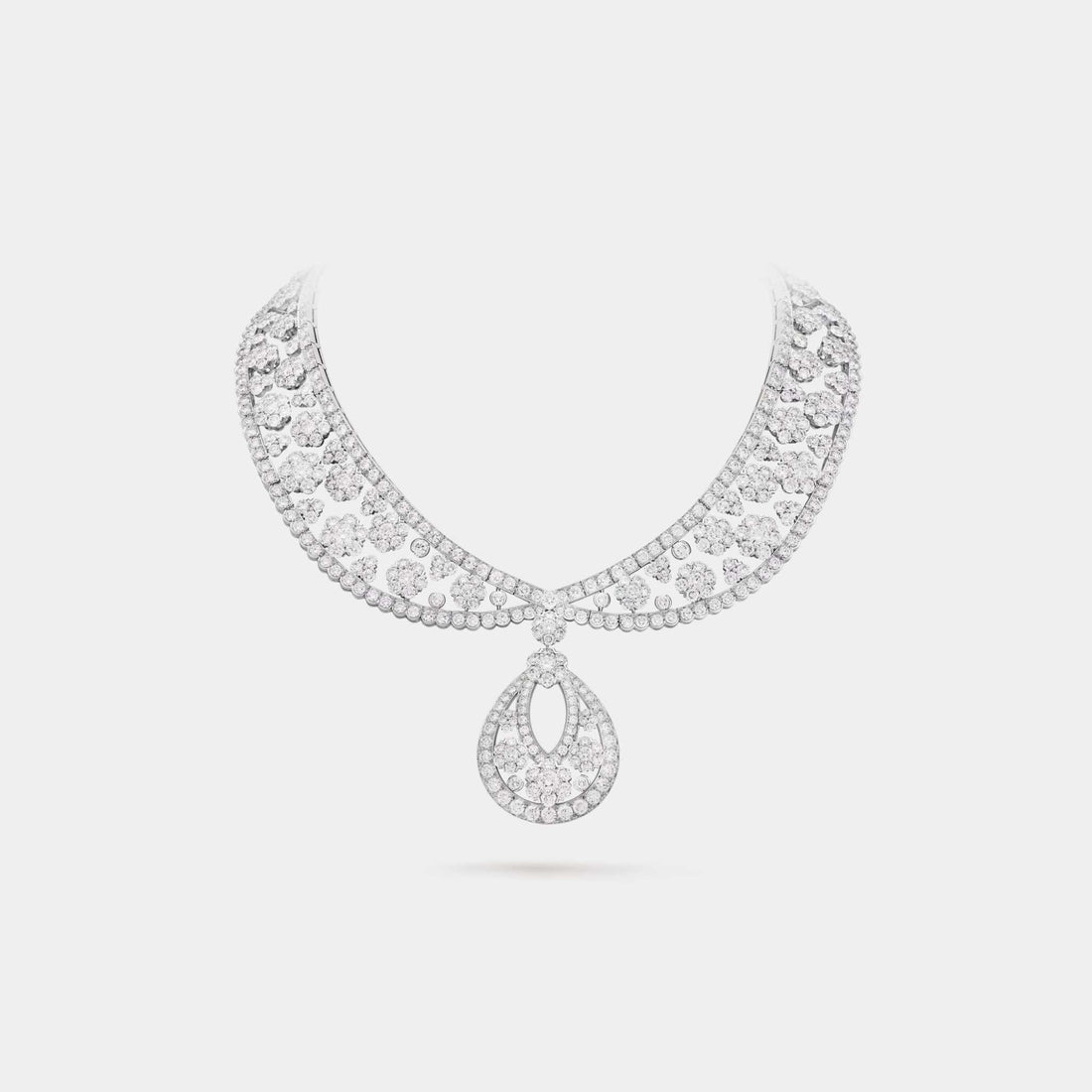 Snowflake Collerette Transformable Necklace Platinum Diamond, Front