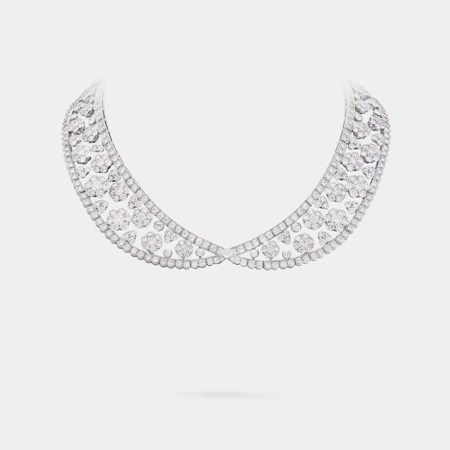 Snowflake Collerette Transformable Necklace Platinum Diamond, Pendant removed