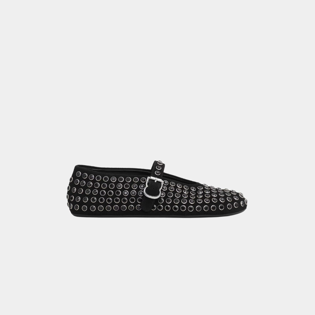 Alaïa Strass Suede Ballet Flats, Black, Side