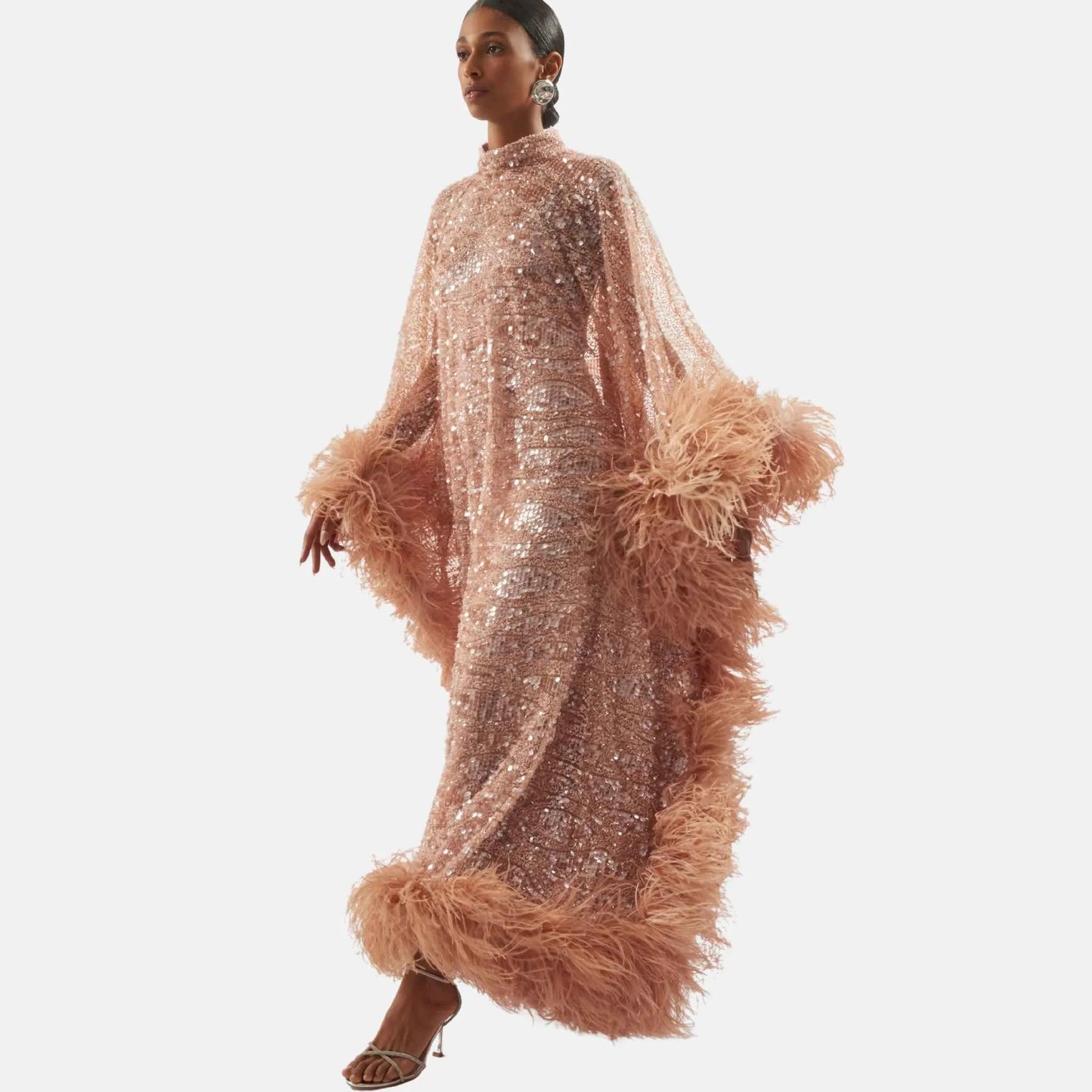 Taller Marmo Casta Diva Sublime Kaftan in Blush, Close