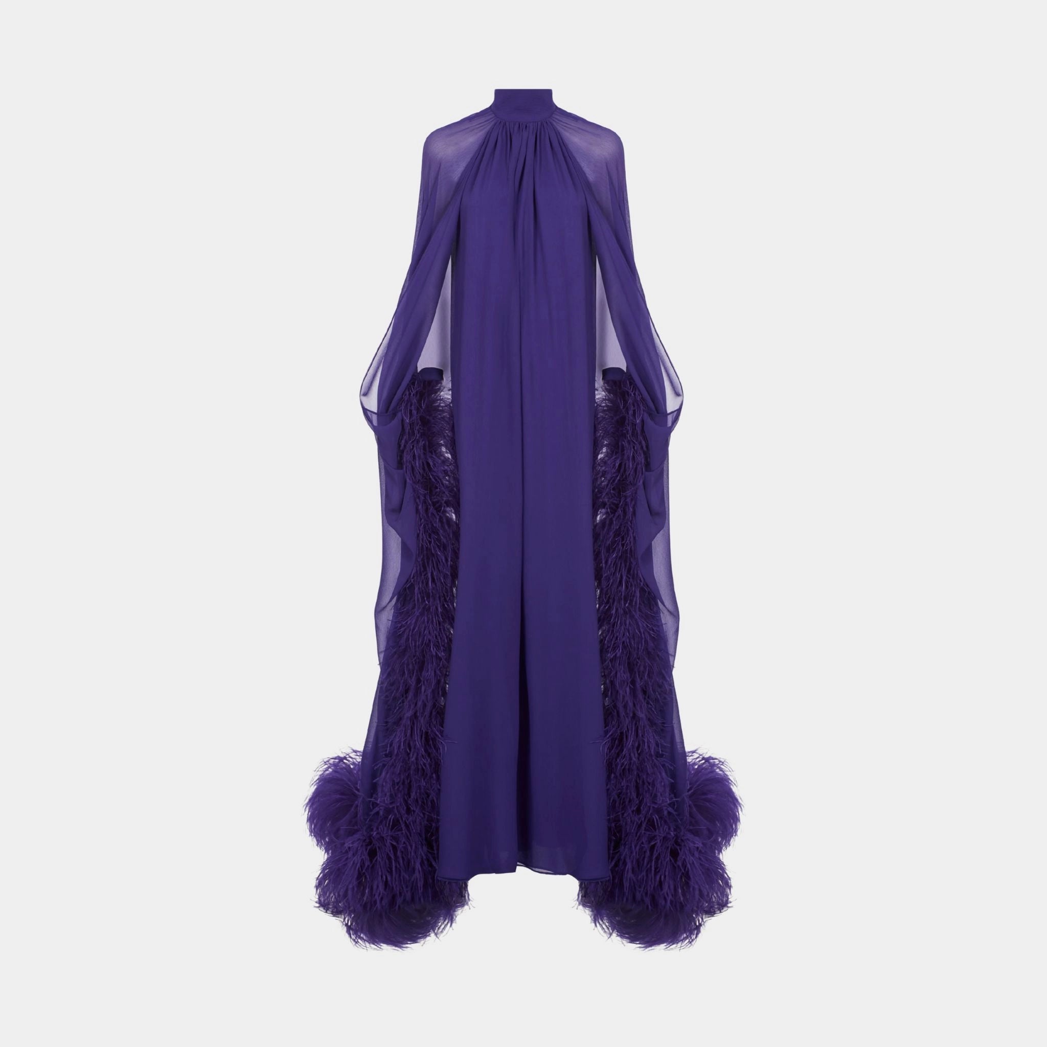 Taller Marmo Feathered Eterea Gown In Violet , Front