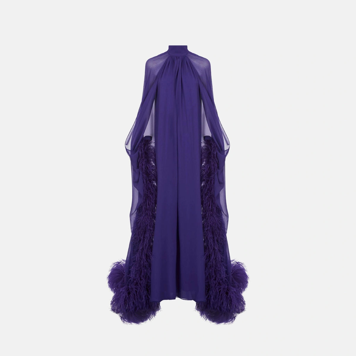 Feathered Eterea Gown in Violet
