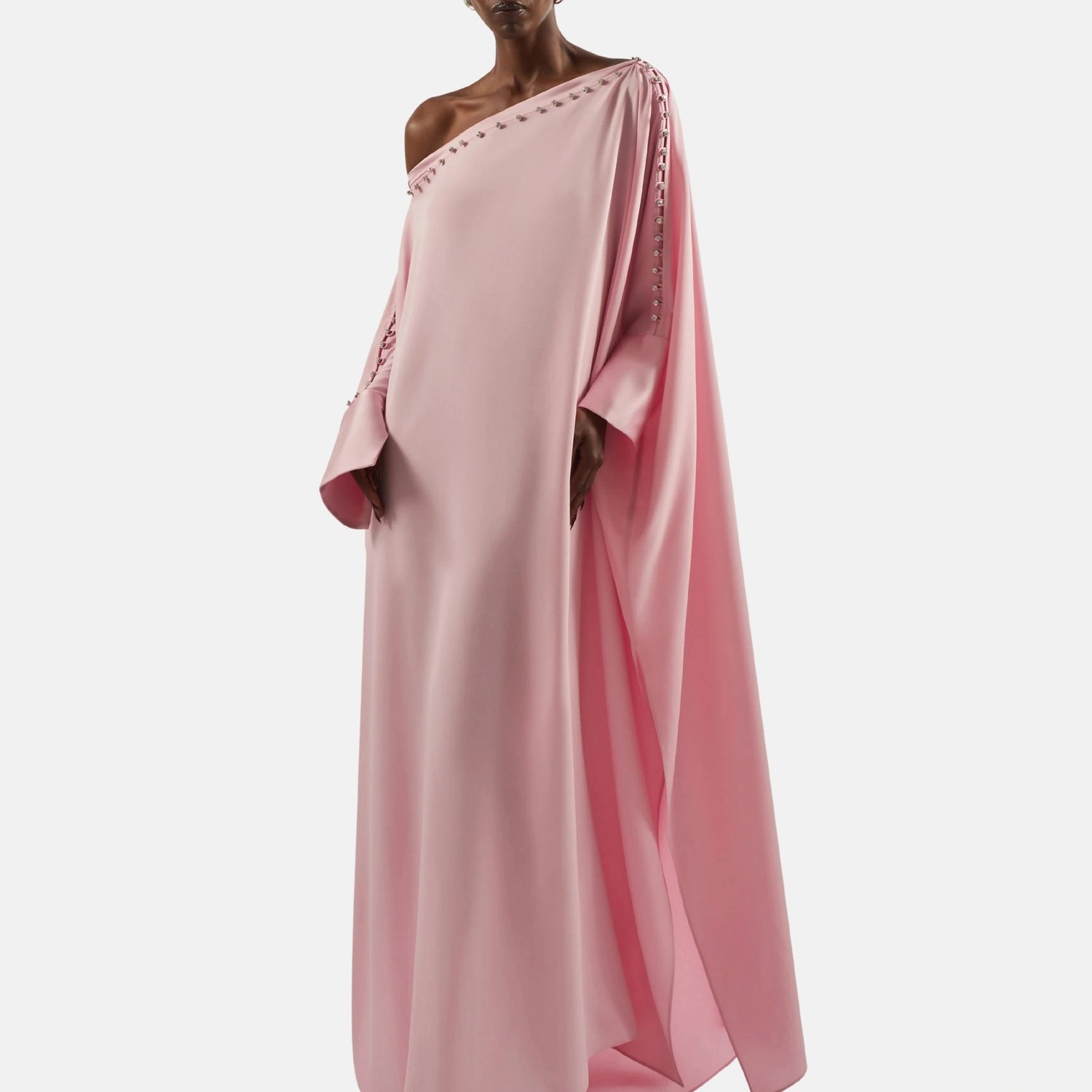 Taller Marmo Mila Crystal Kaftan in Baby Pink, Close