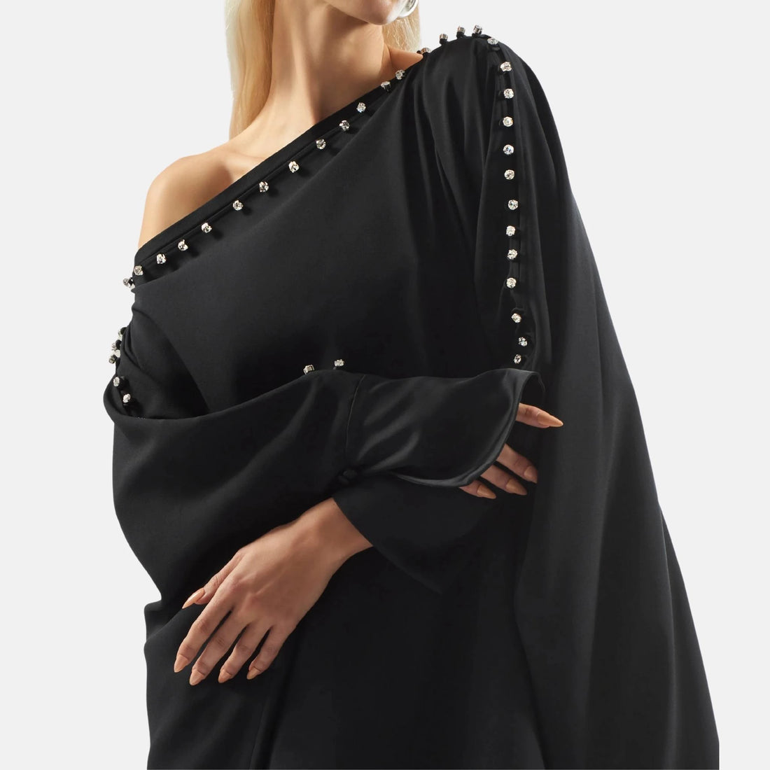 Taller Marmo Mila Crystal Kaftan in Black, Close