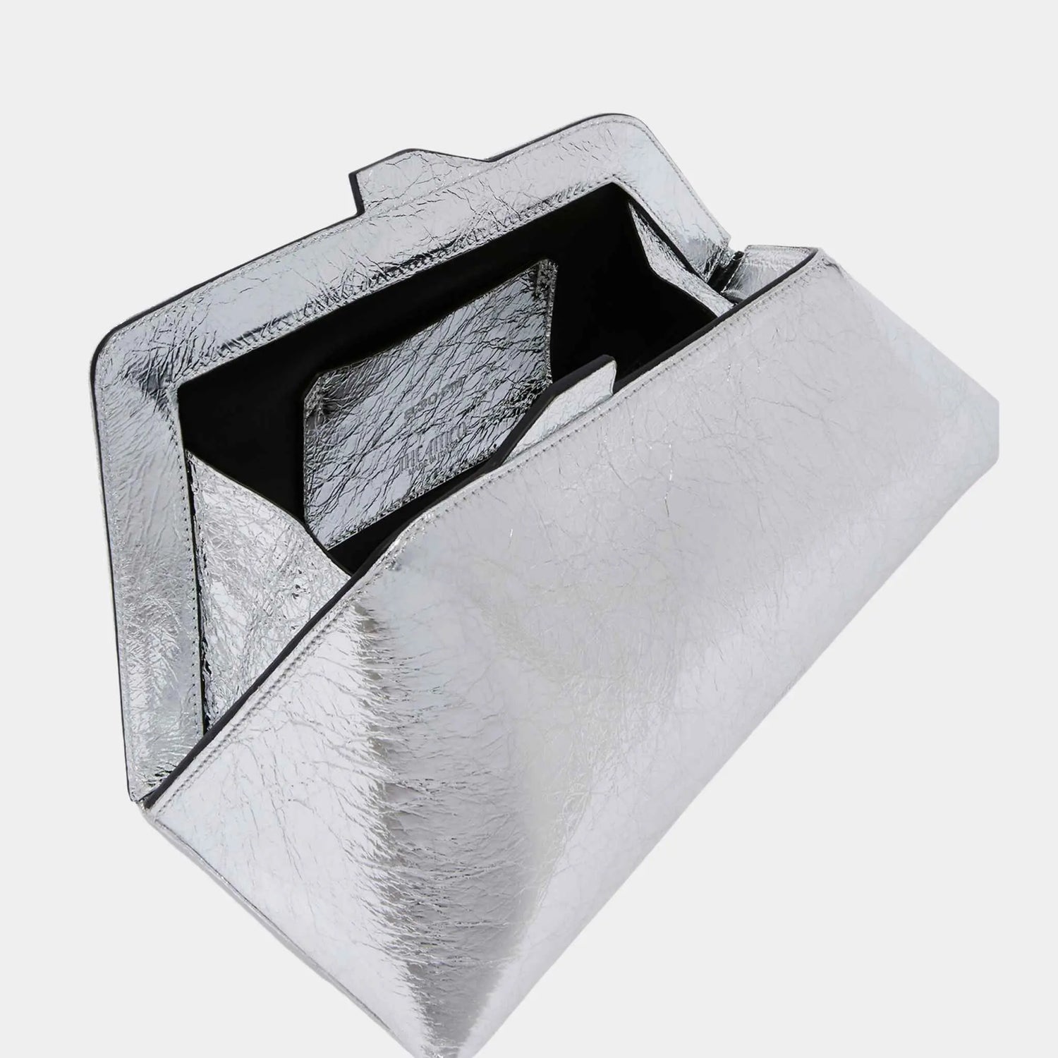 The Attico 8.30 PM Silver Oversized Clutch, Inside