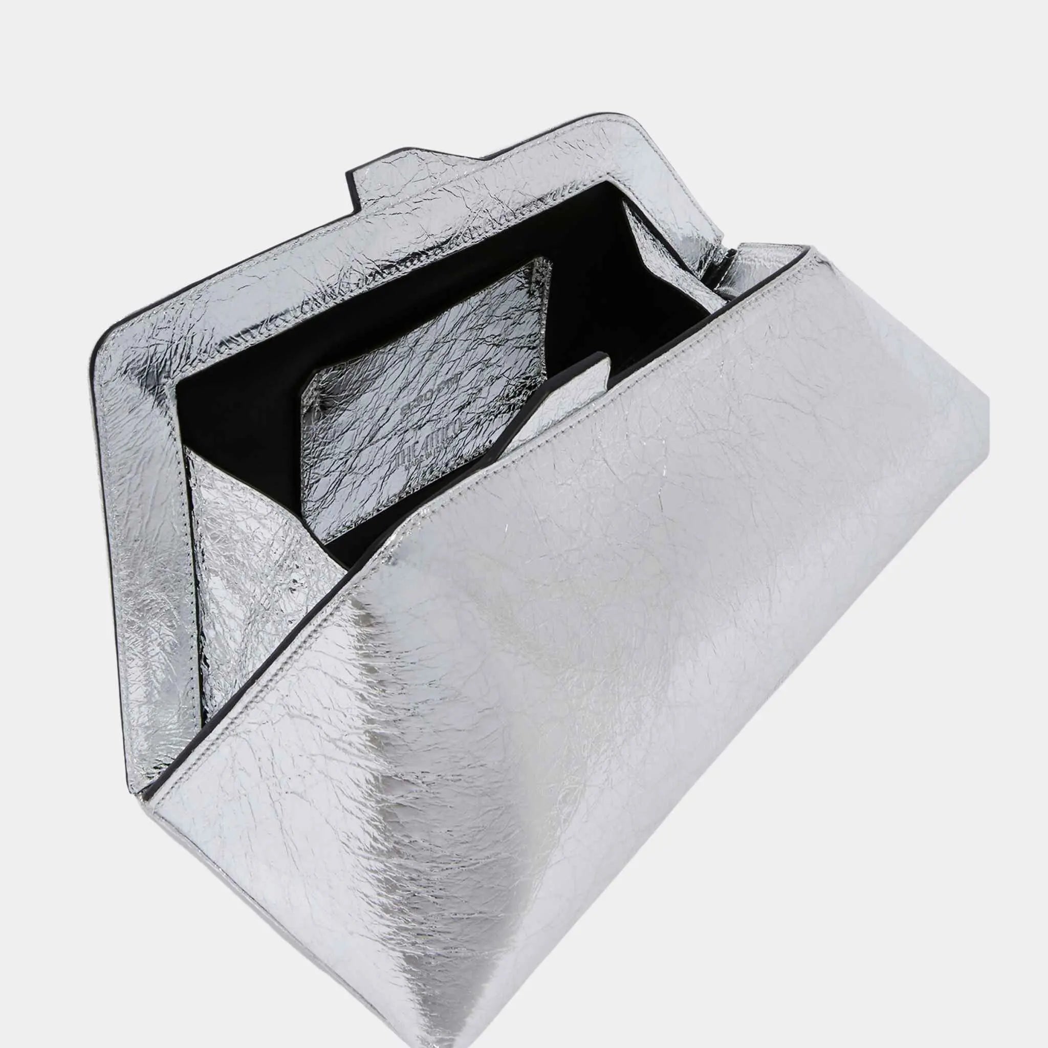The Attico 8.30 PM Silver Oversized Clutch, Inside