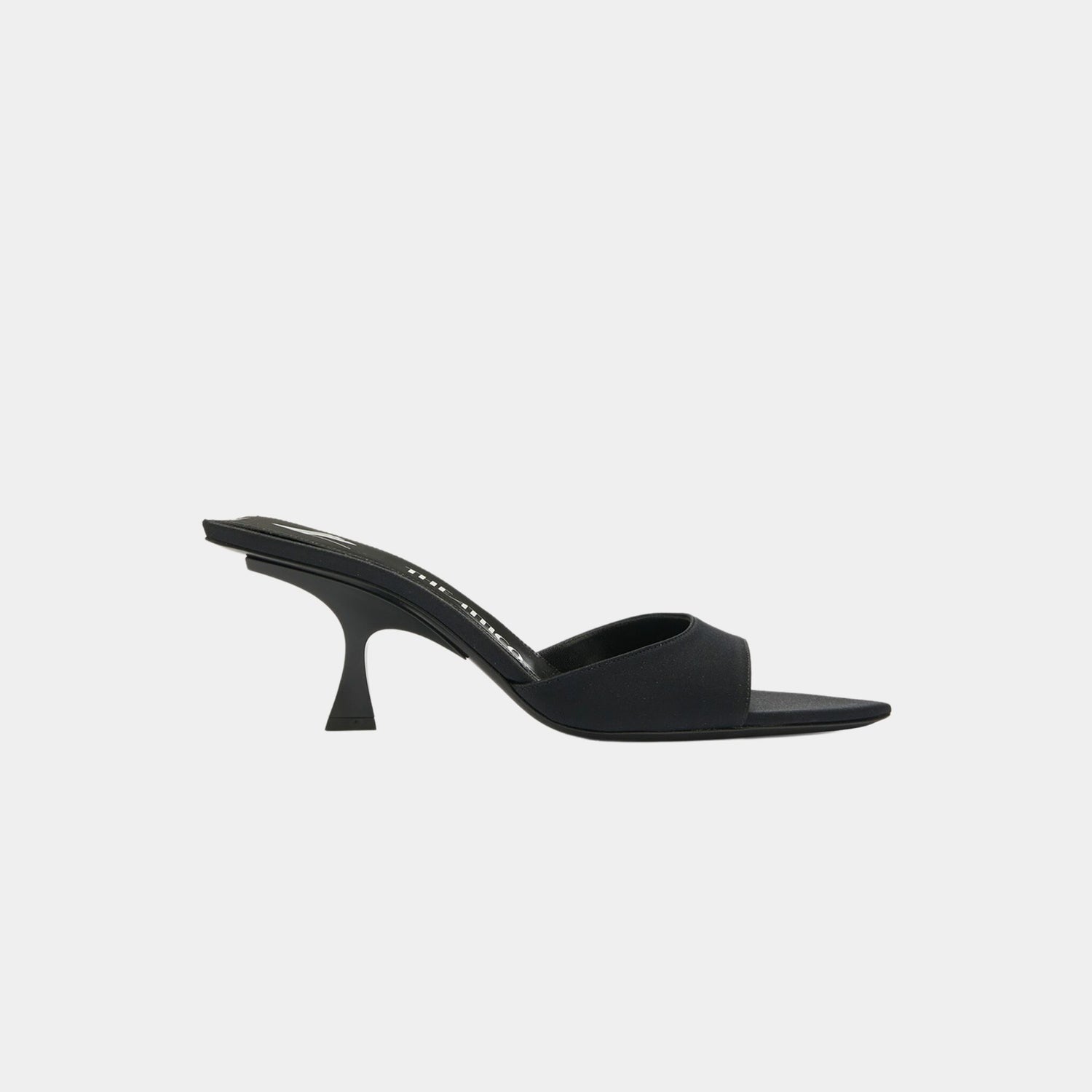 The Attico Bes Black Satin Mule with Matte Painted Heel, Side