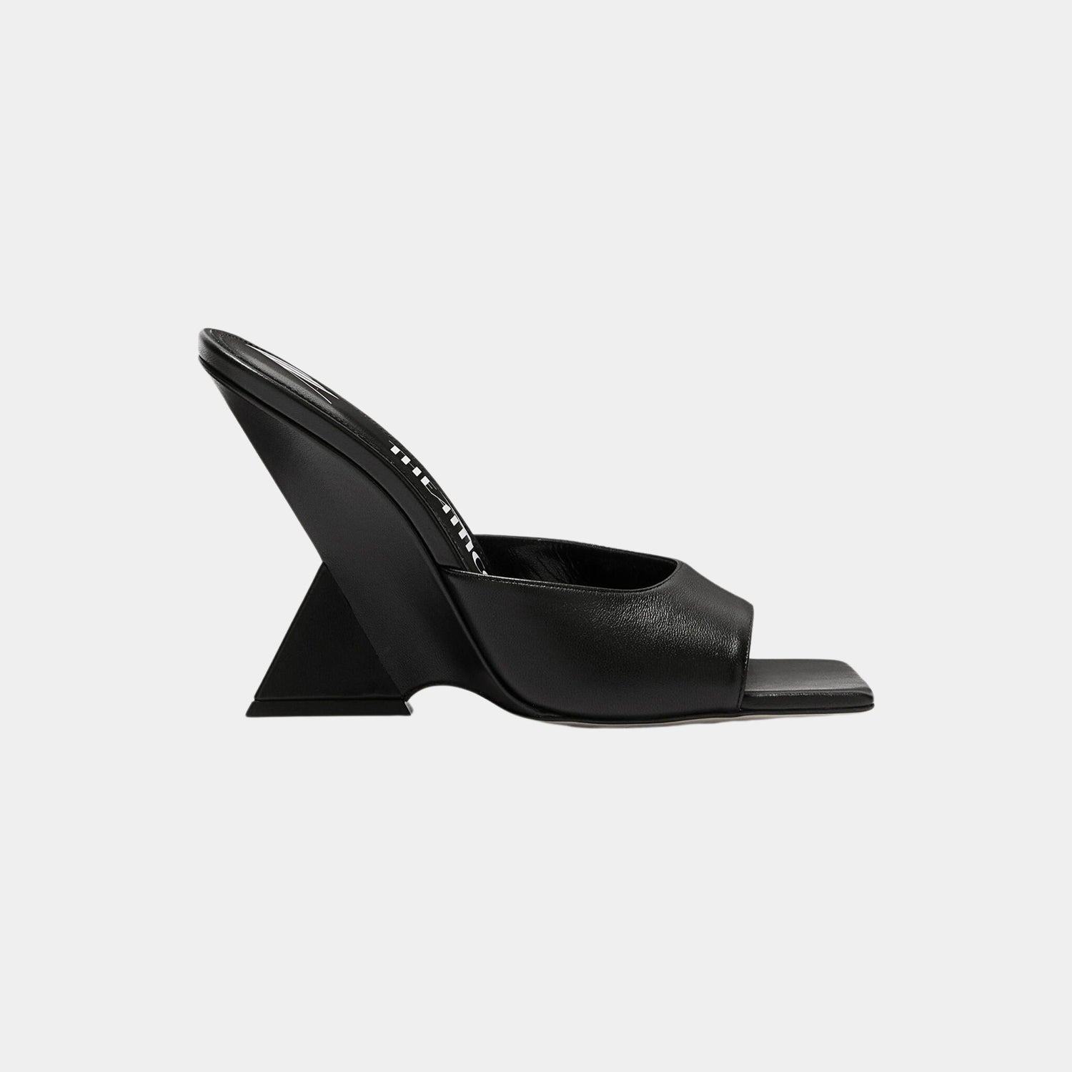 The Attico Cheope Black Nappa Leather Mule Pyramid Wedge, Side