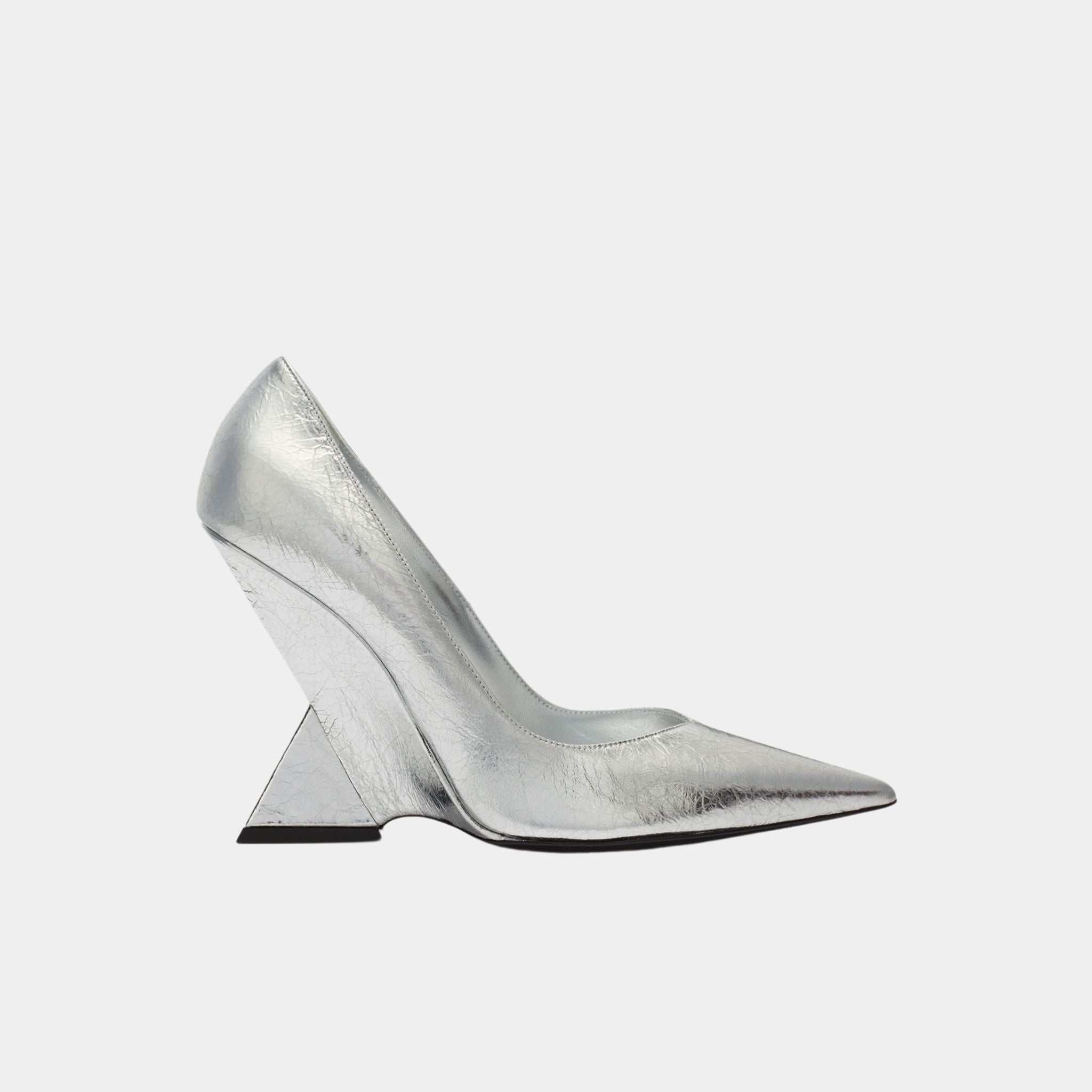 The Attico Cheope Silver Pump with Pyramidal Wedge, Side
